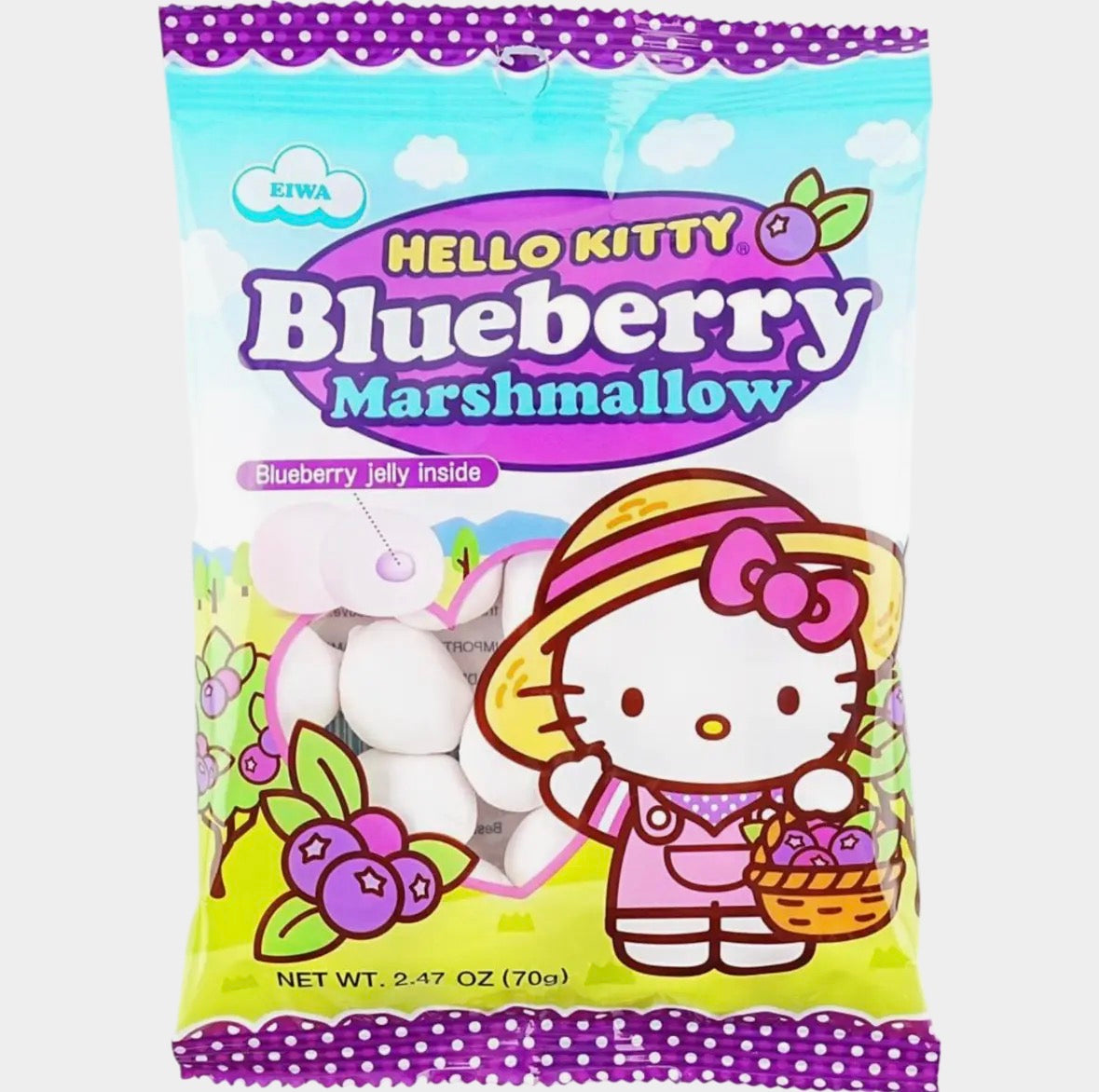 Hello Kitty Blueberry Marshmallow Candy with Blueberry Jelly Filling