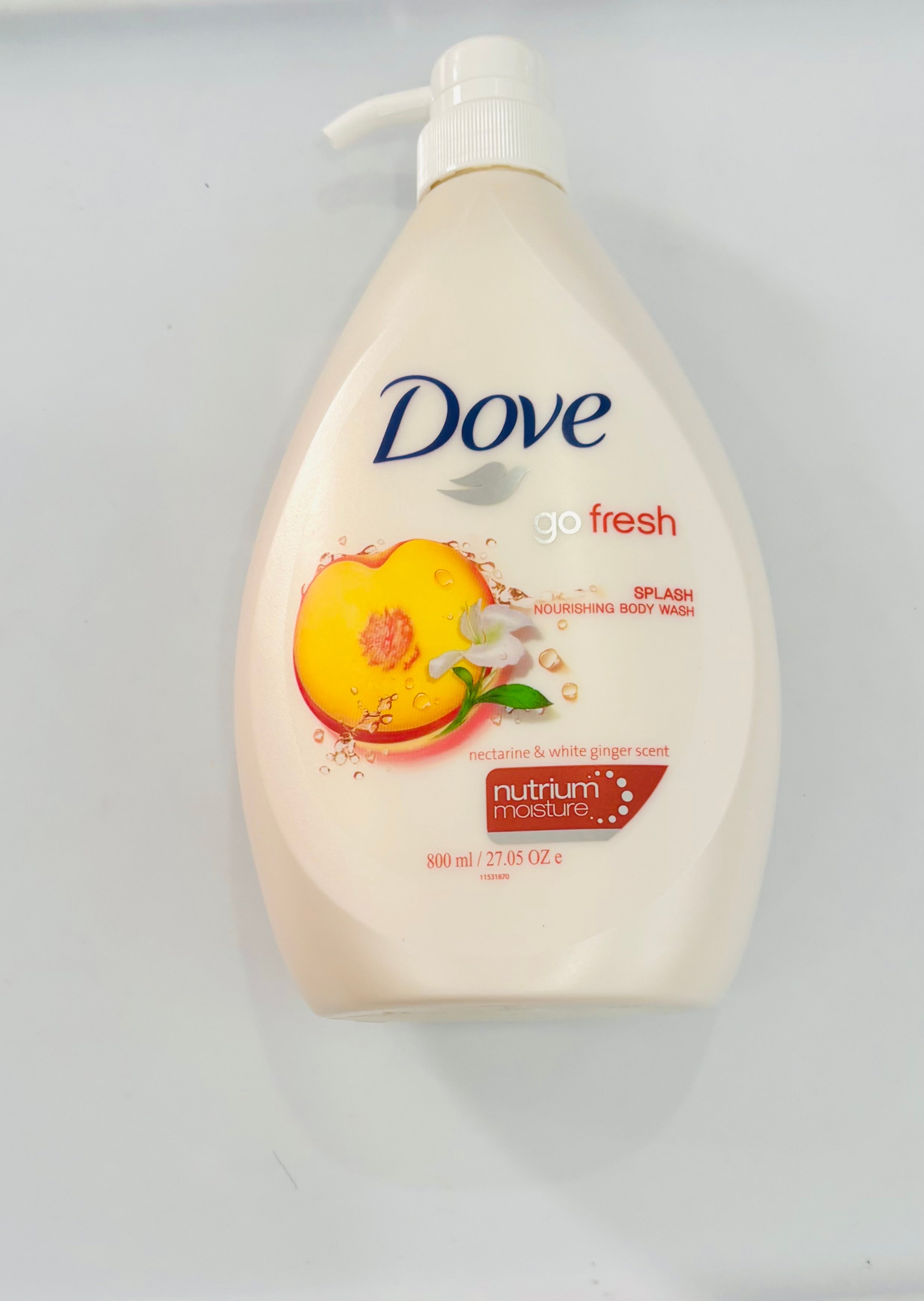 Dove Go Fresh Splash Body Wash 800ml – Nectarine & White Ginger Nourishing Shower Gel with NutriumMoisture