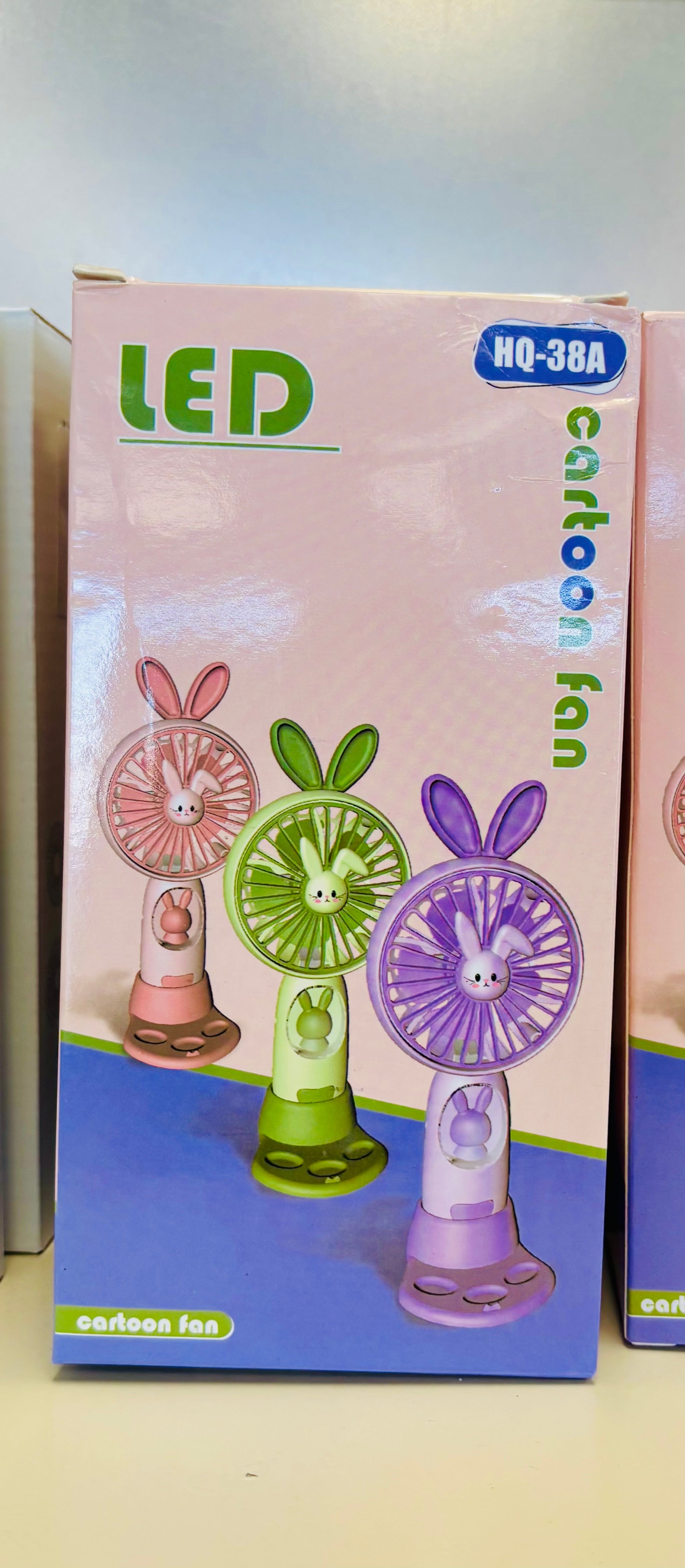Cute Bunny Mini Fan – USB Rechargeable Cartoon Desk Fan with LED Light