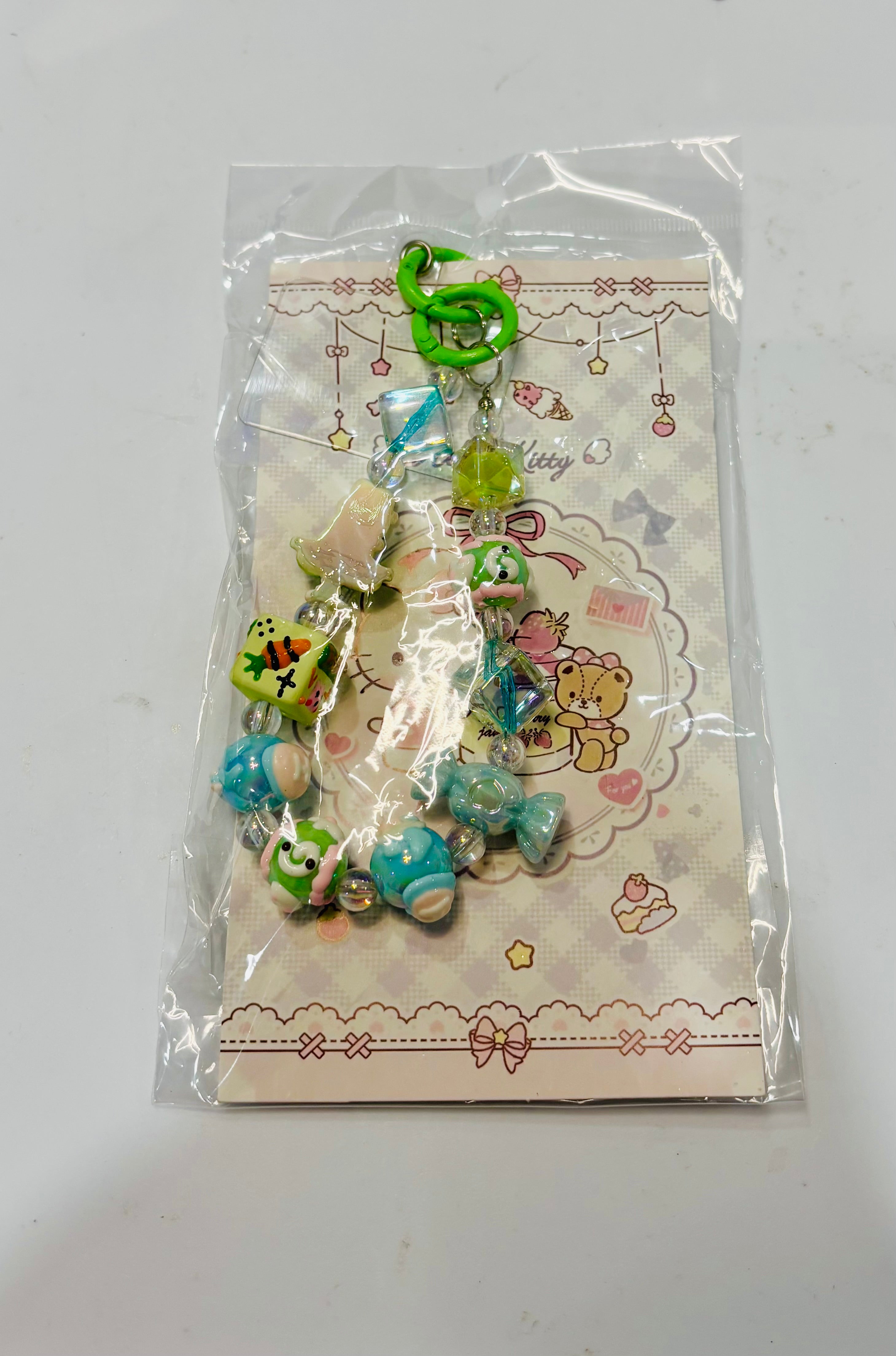 Cute Kawaii Beaded Keychain Phone Charm Bracelet Keychain Gift