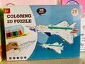 Kids 3D Coloring Puzzle Kit – DIY Aircraft Model with Color Pens (28 Pieces)