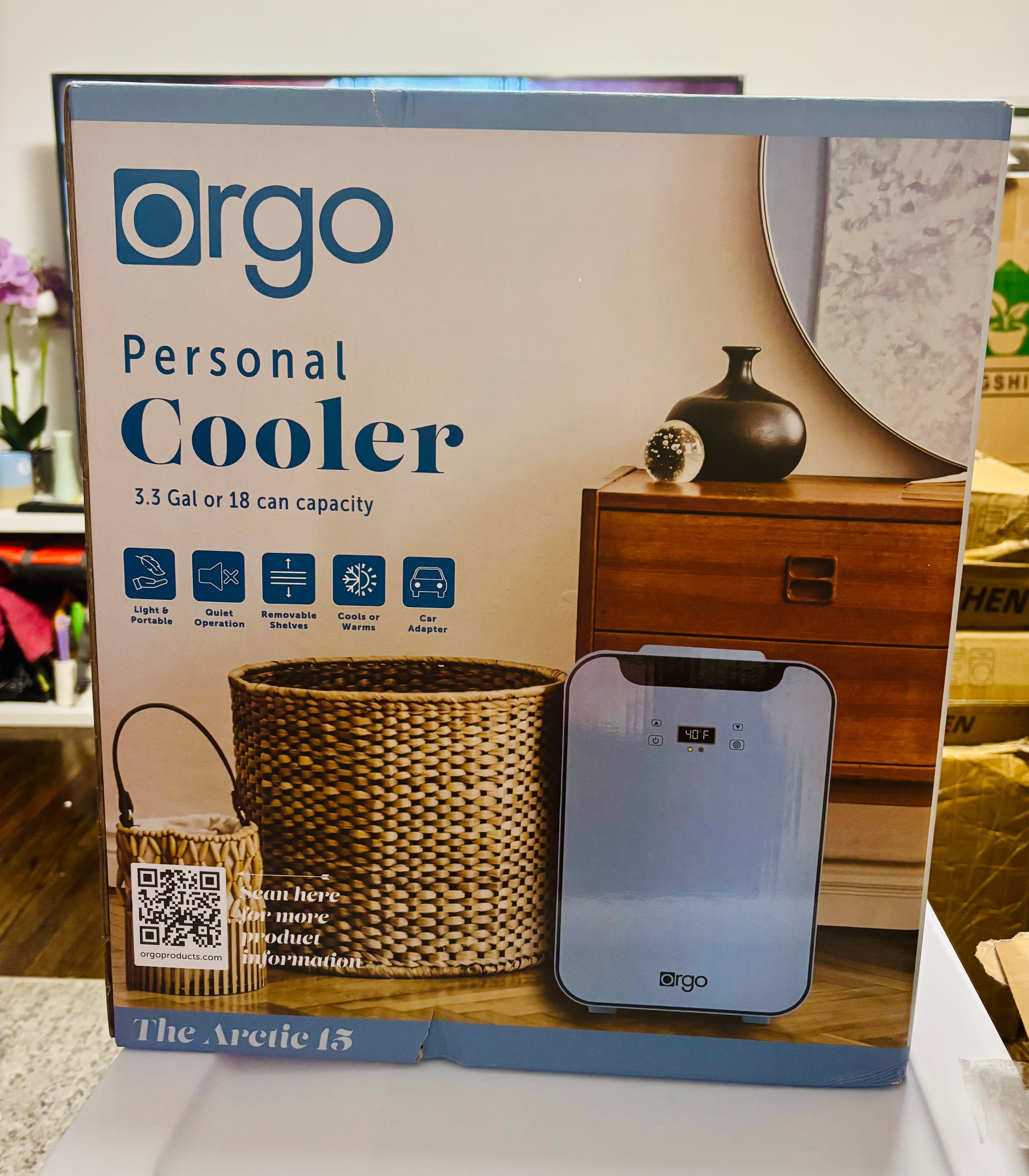 Orgo Personal Cooler Mini Fridge – Portable 3.3 Gal Compact Cooler & Warmer, 18 Can Capacity