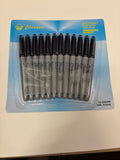 Permanent Marker Set – Bold Point Black Markers (12 Pack)