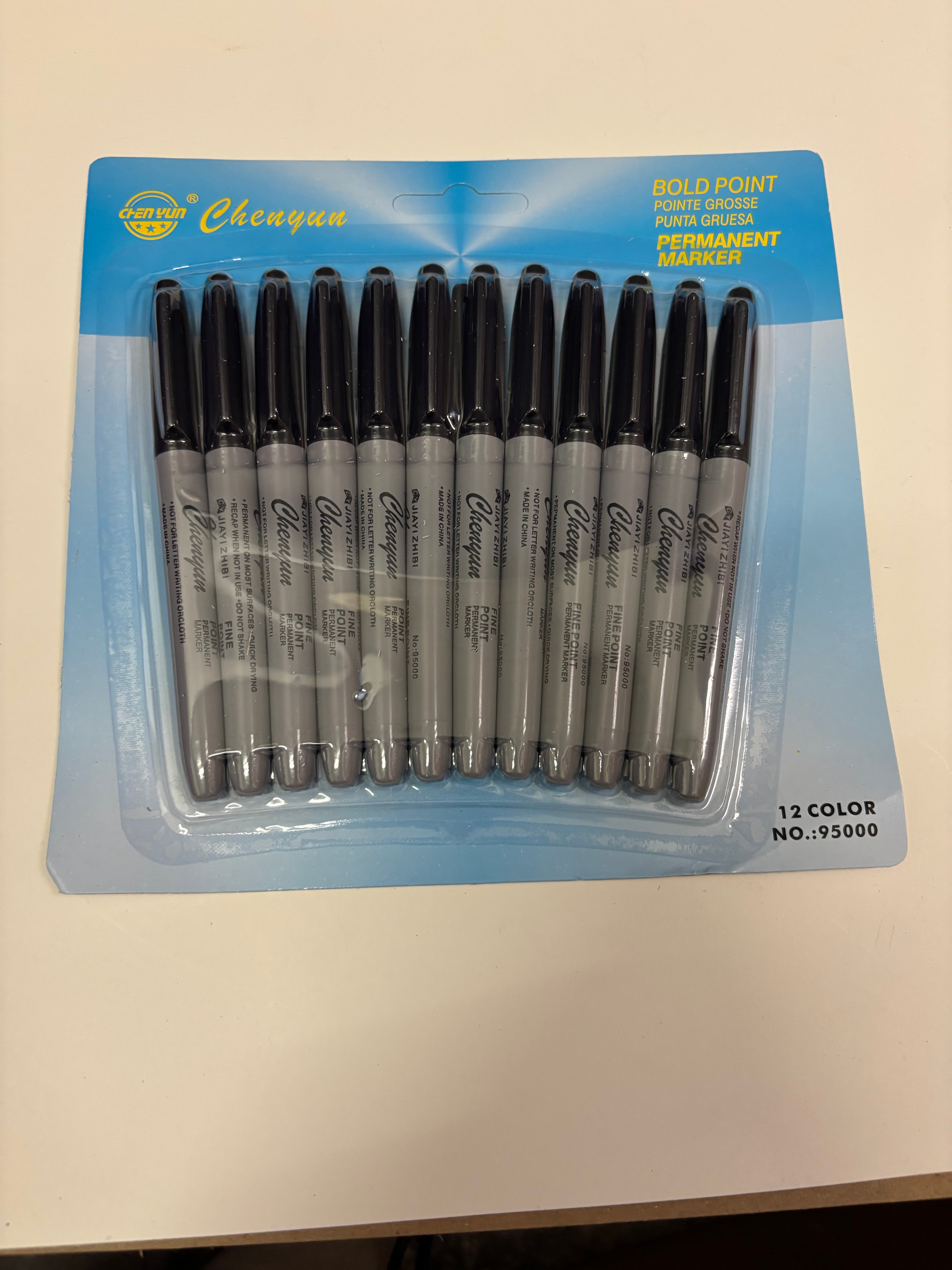 Permanent Marker Set – Bold Point Black Markers (12 Pack)