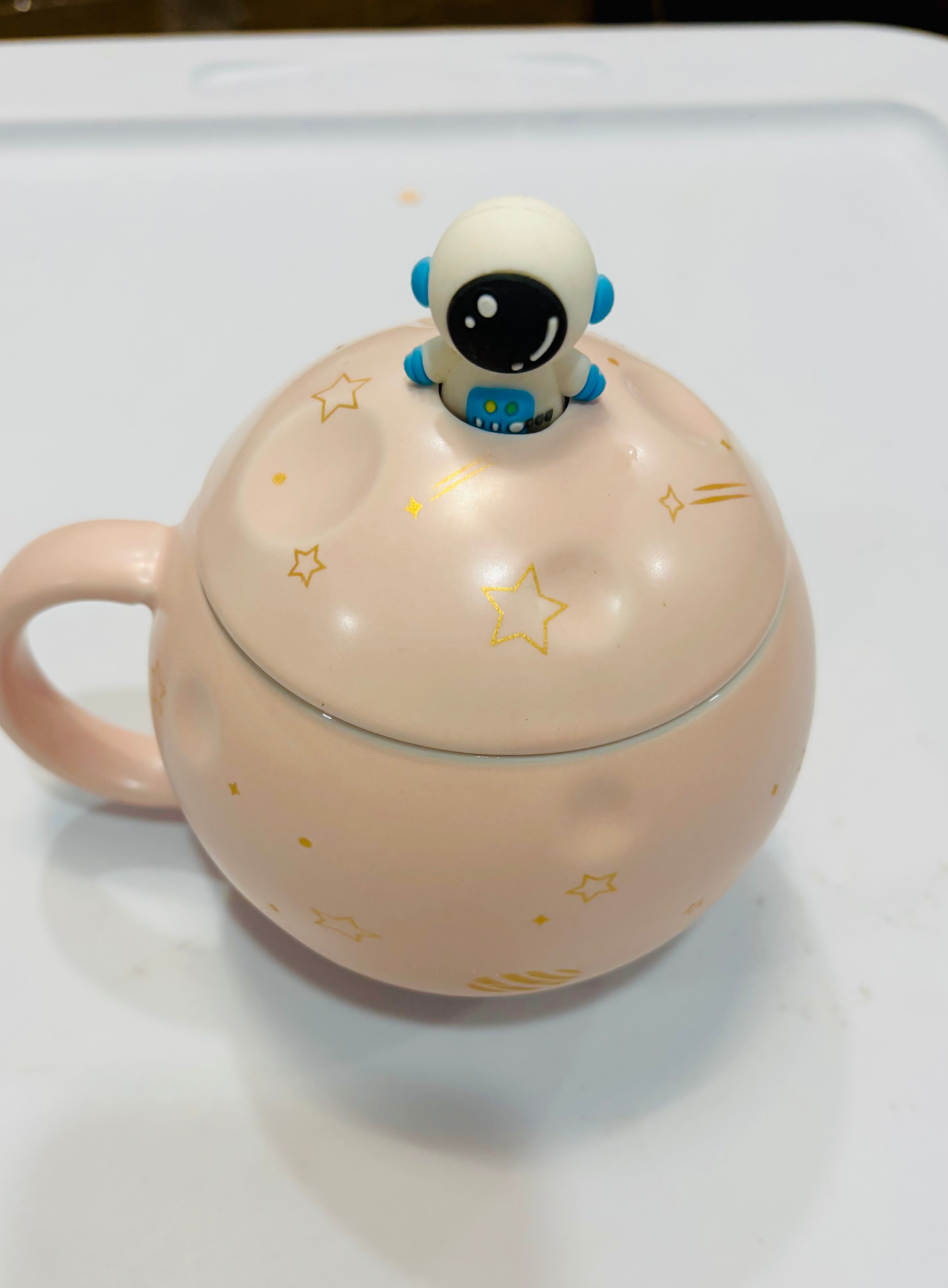 Cute Astronaut Lid Mug Kawaii Ceramic Mug With Lid Space Coffee Cup