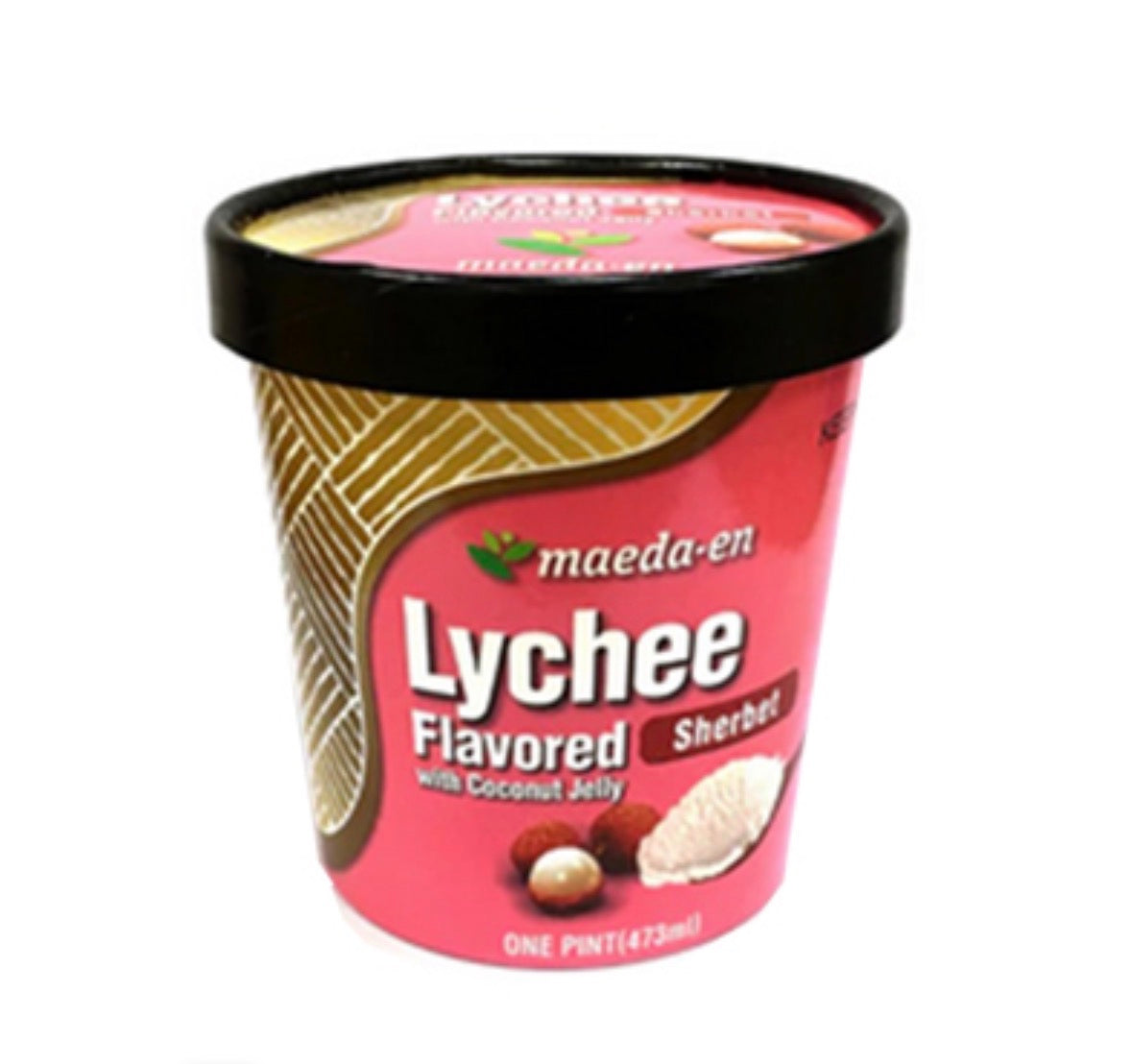 Maeda-en Lychee Sherbet with Coconut Jelly Asian Ice Cream Dessert Pint