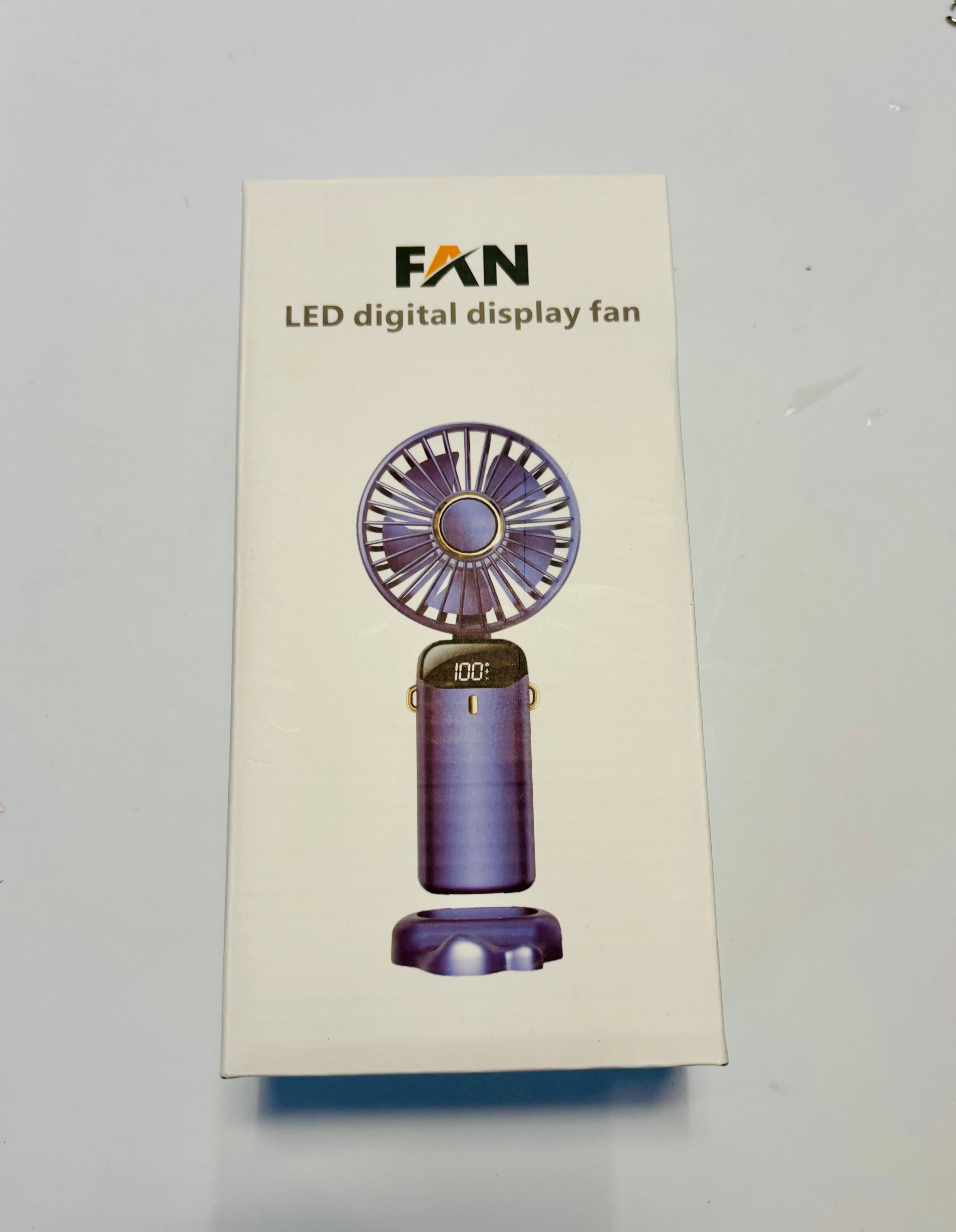 Portable Mini Handheld Fan – LED Digital Display Rechargeable USB Fan
