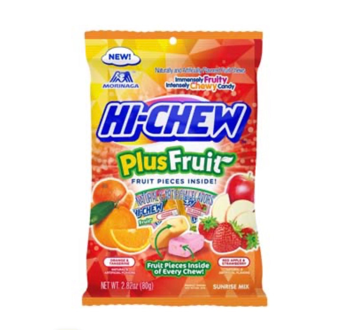 Hi-Chew Plus Fruit Sunrise Mix Chewy Candy with Fruit Pieces 80g
