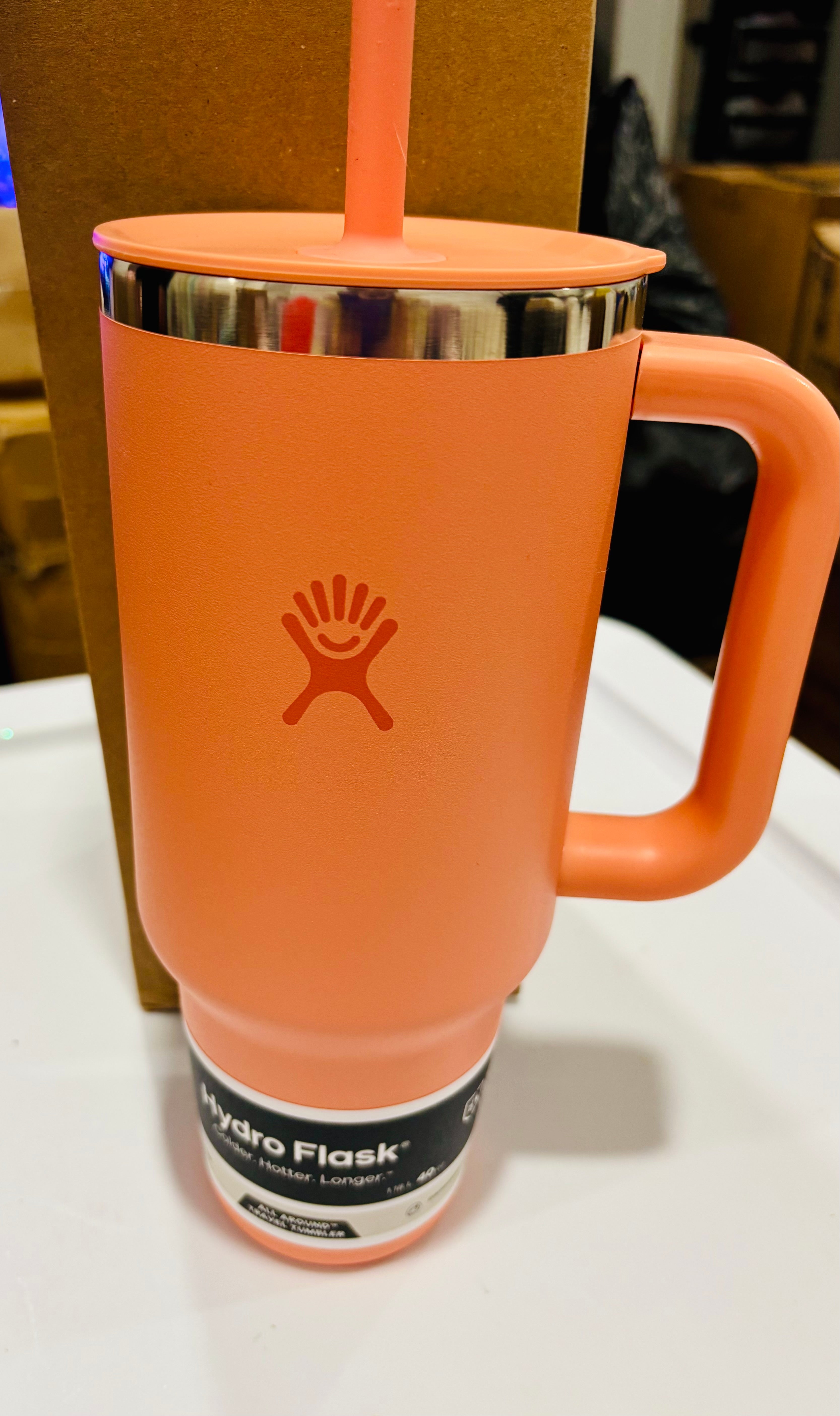 Hydro Flask Large Insulated Tumbler with Handle and Straw – Stainless Steel Travel Mug40oz