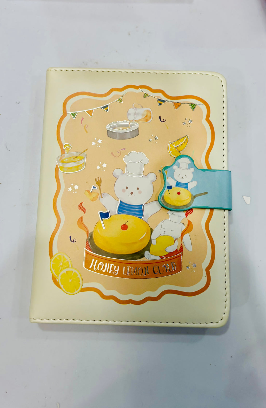Cute Bear Locking Diary Notebook – Honey Lemon Curd Kawaii Journal with Magnetic Closure