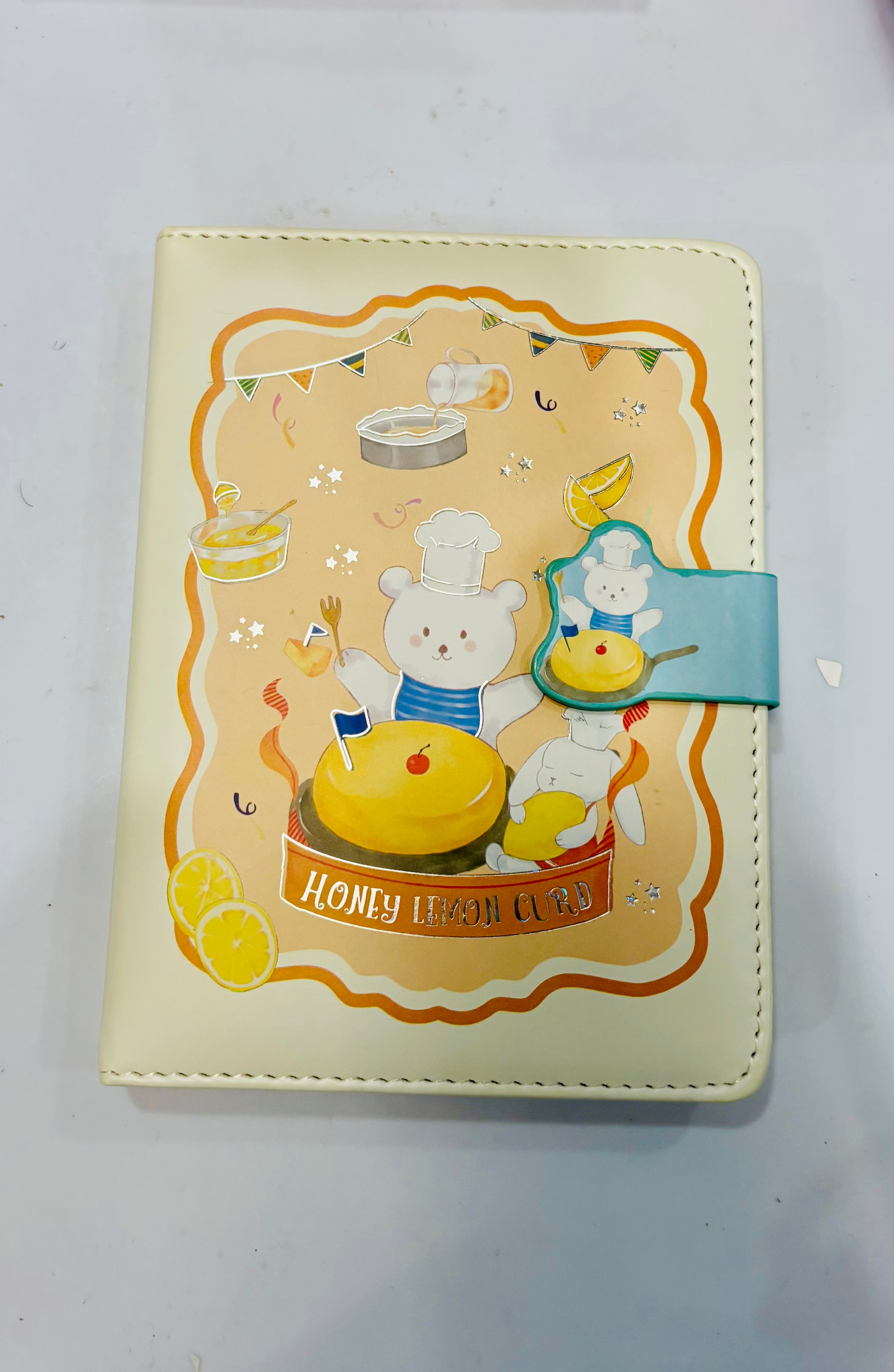 Cute Bear Locking Diary Notebook – Honey Lemon Curd Kawaii Journal with Magnetic Closure