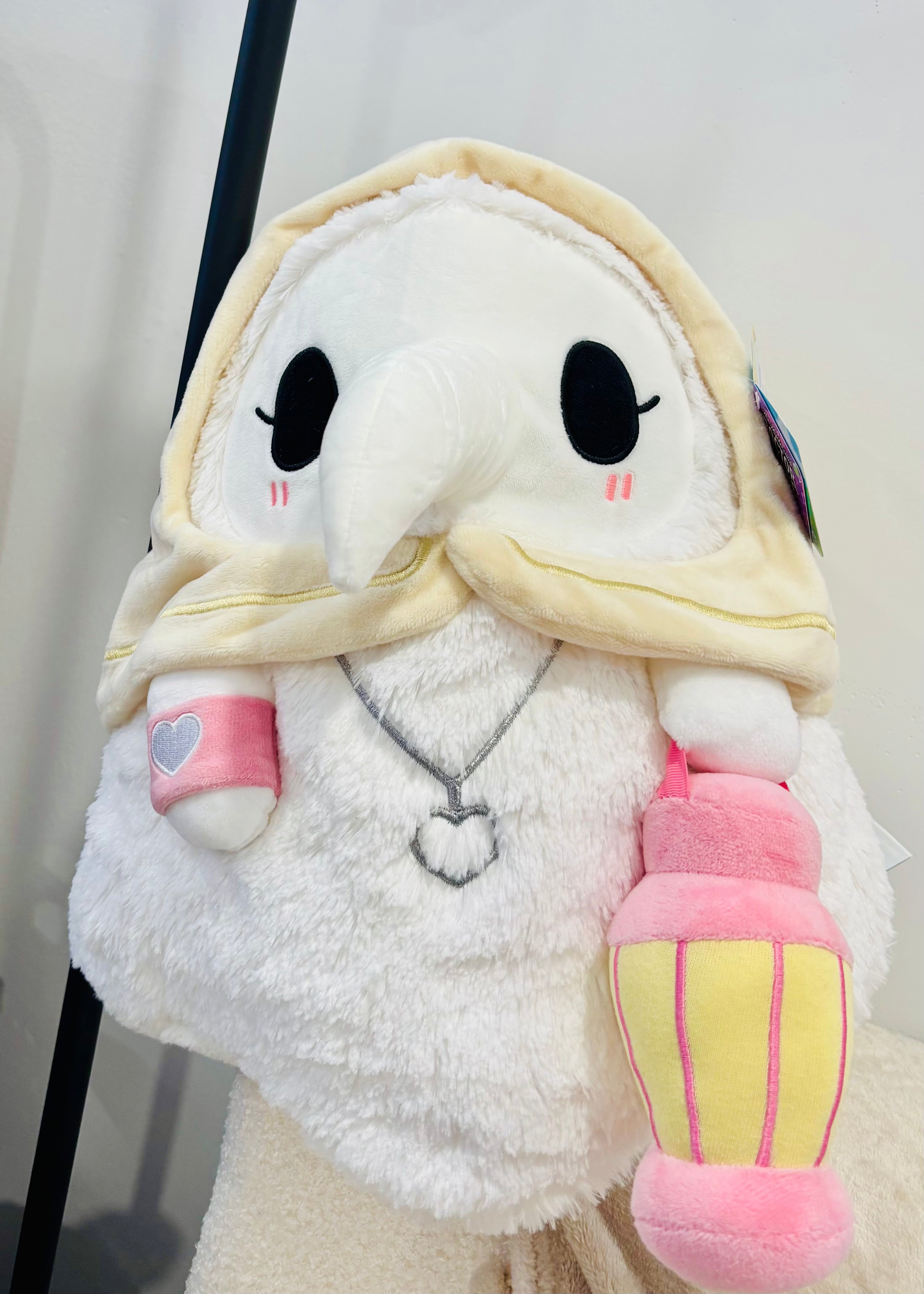 Cute Hooded Bird Plush Toy – Soft Kawaii Animal Stuffed Doll with Milk Tea Accessory