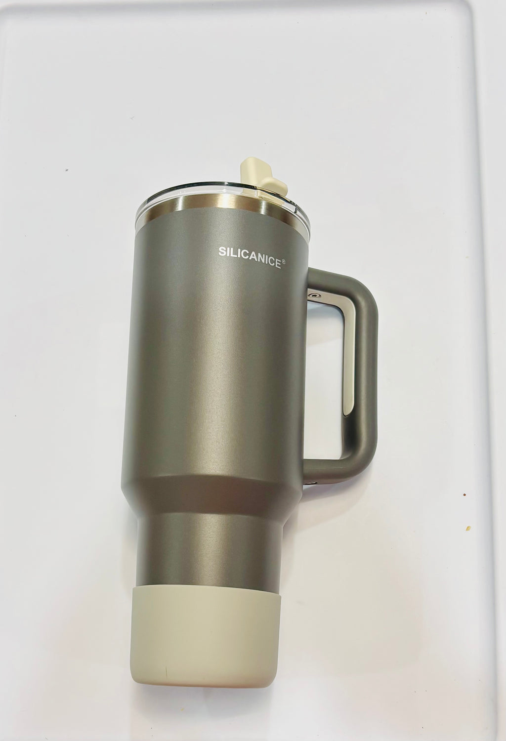 Silicanice Large Insulated Tumbler with Handle – Stainless Steel Travel Mug