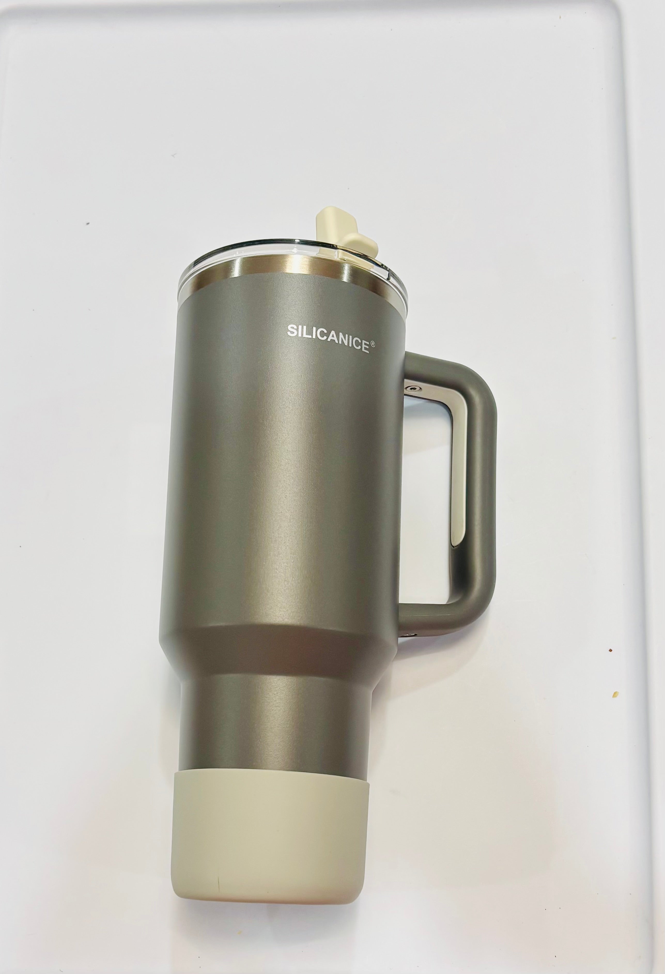 Silicanice Large Insulated Tumbler with Handle – Stainless Steel Travel Mug
