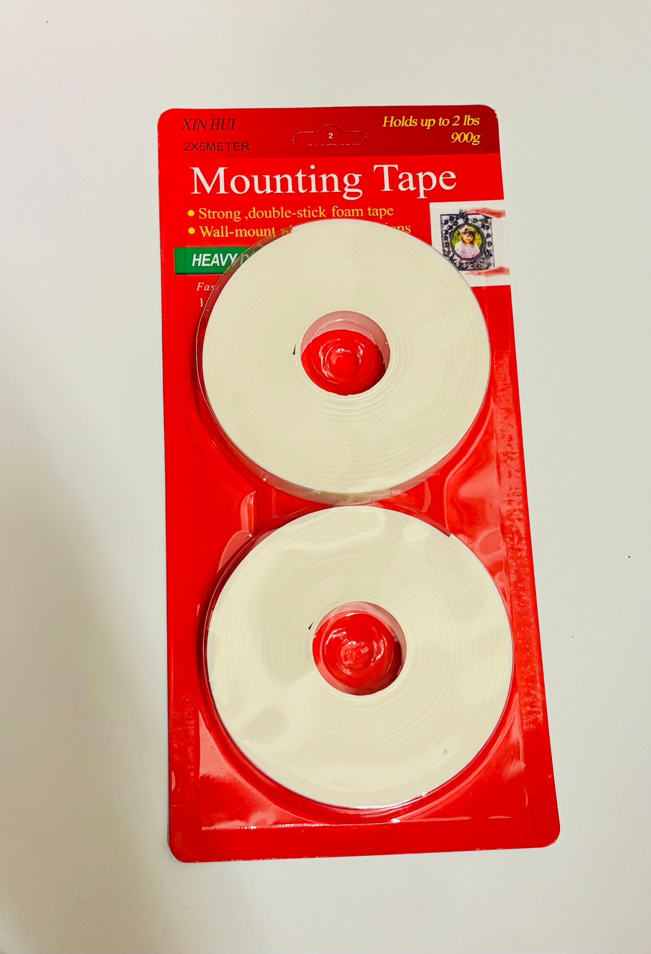 Heavy Duty Mounting Tape (2 Pack) – Double Sided Foam Tape for Wall Mounting