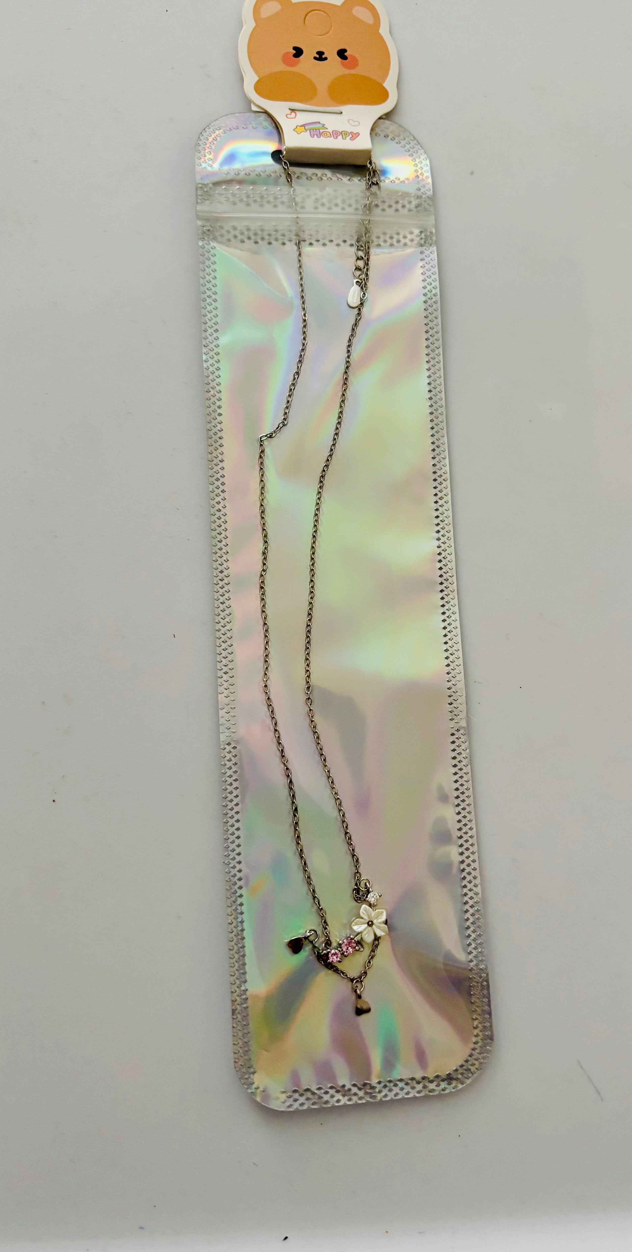 S925 Sterling Silver Flower Charm Necklace – Cute Daisy Jewelry with Heart Details
