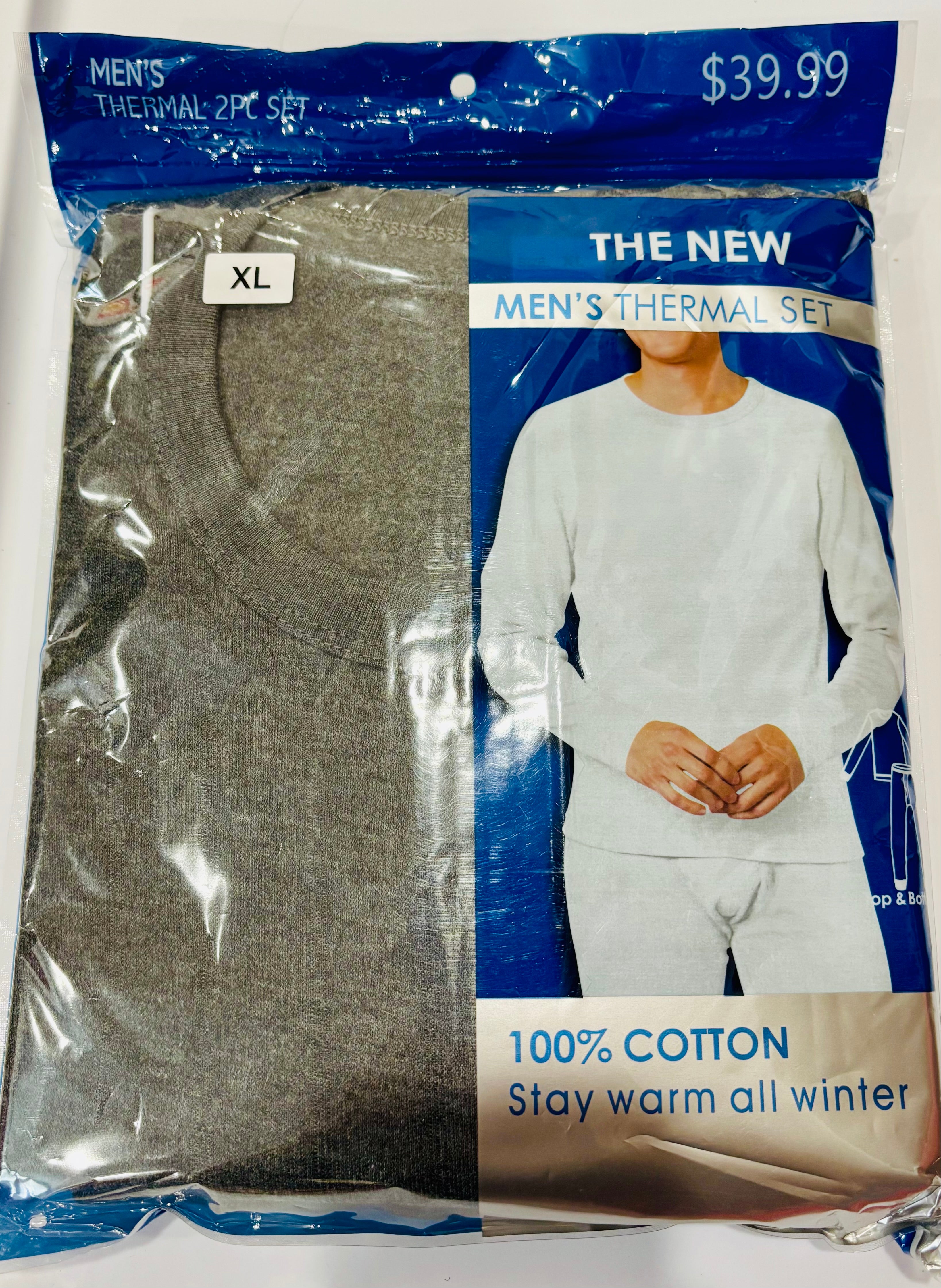 Men’s 100% Cotton Thermal Underwear Set – Top & Bottom (2-Piece)