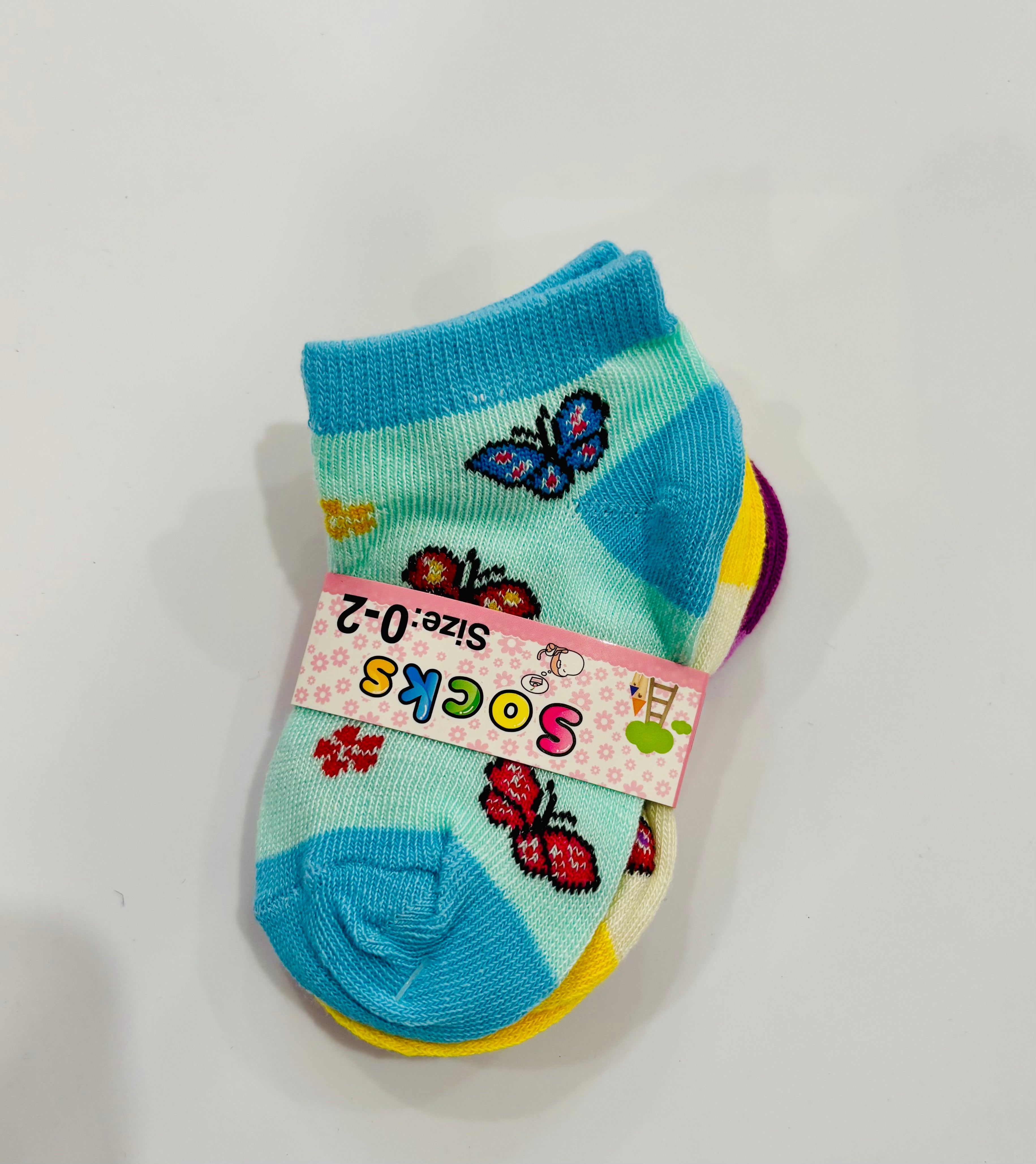 Kids Cotton Ankle Socks – Soft & Breathable (Size 0–2) 3 pairs