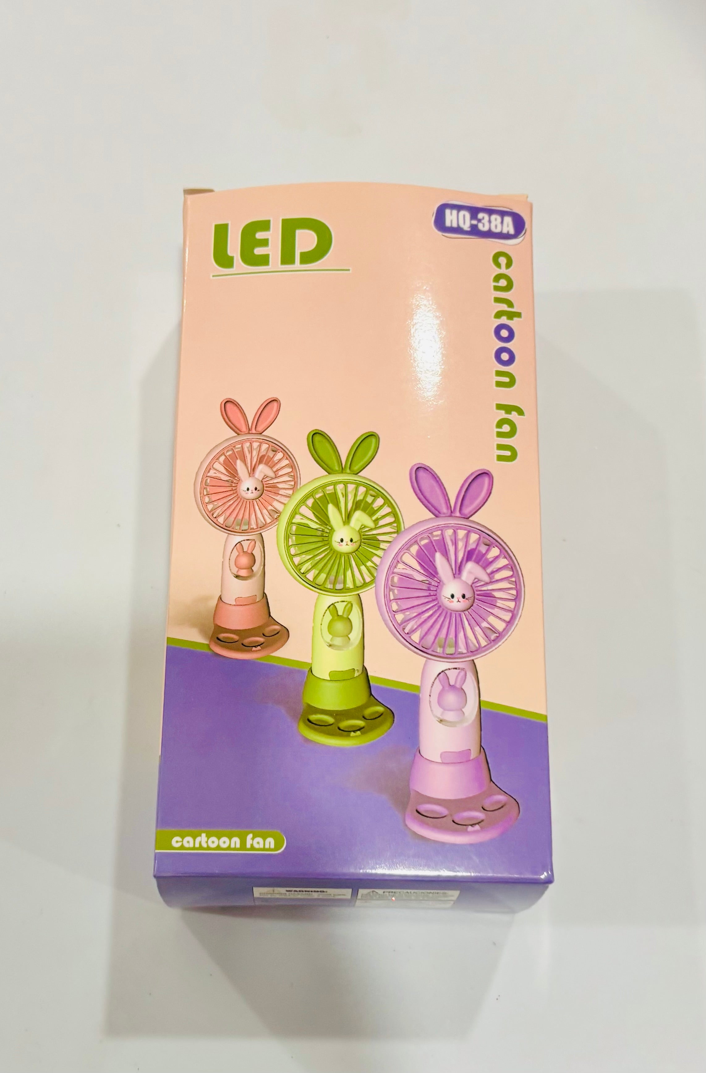 LED Cartoon Fan – Cute Bunny USB Desk Fan with Light