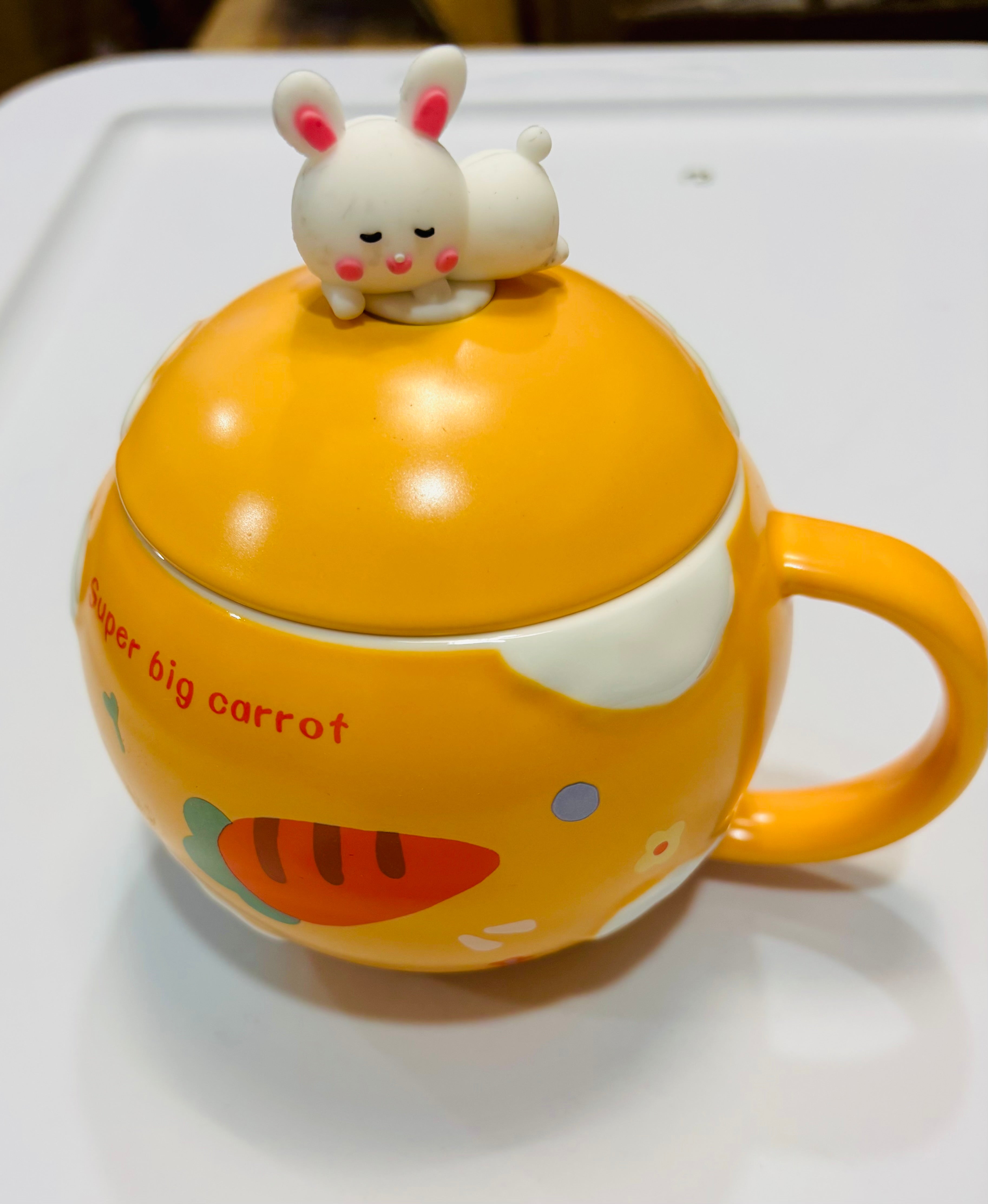 Cute Cartoon Mug with Lid – Ceramic Coffee Cup