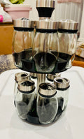 Rotating Spice Rack Organizer Set – Glass Spice Jars with Stainless Steel Lids Kitchen Seasoning Holder