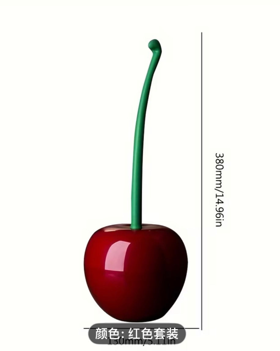 Cute Cherry Toilet Brush Set – Decorative Bathroom Cleaning Brush with Holder