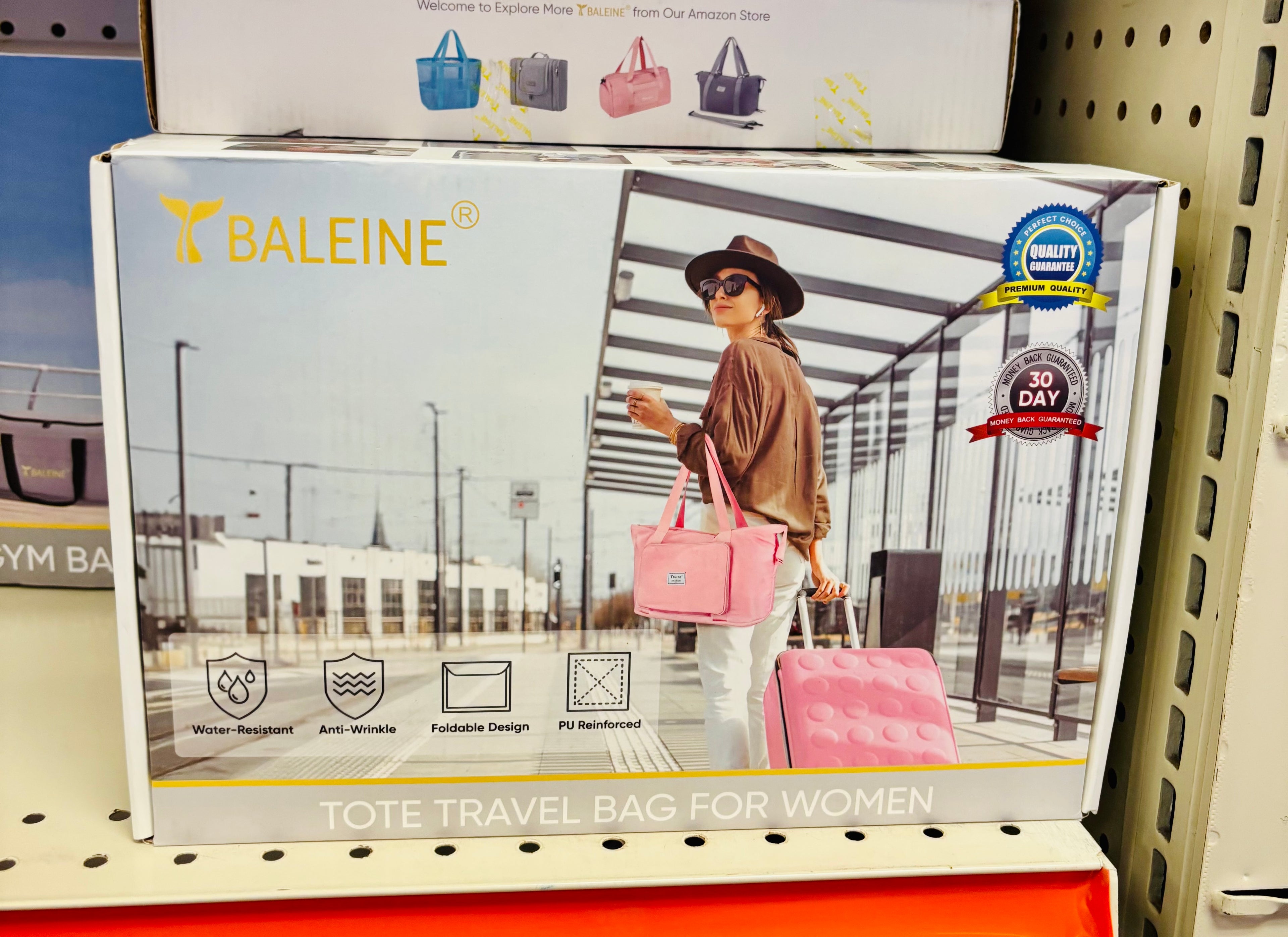 BALEINE Foldable Travel Tote Bag for Women – Water-Resistant Gym & Overnight Bag