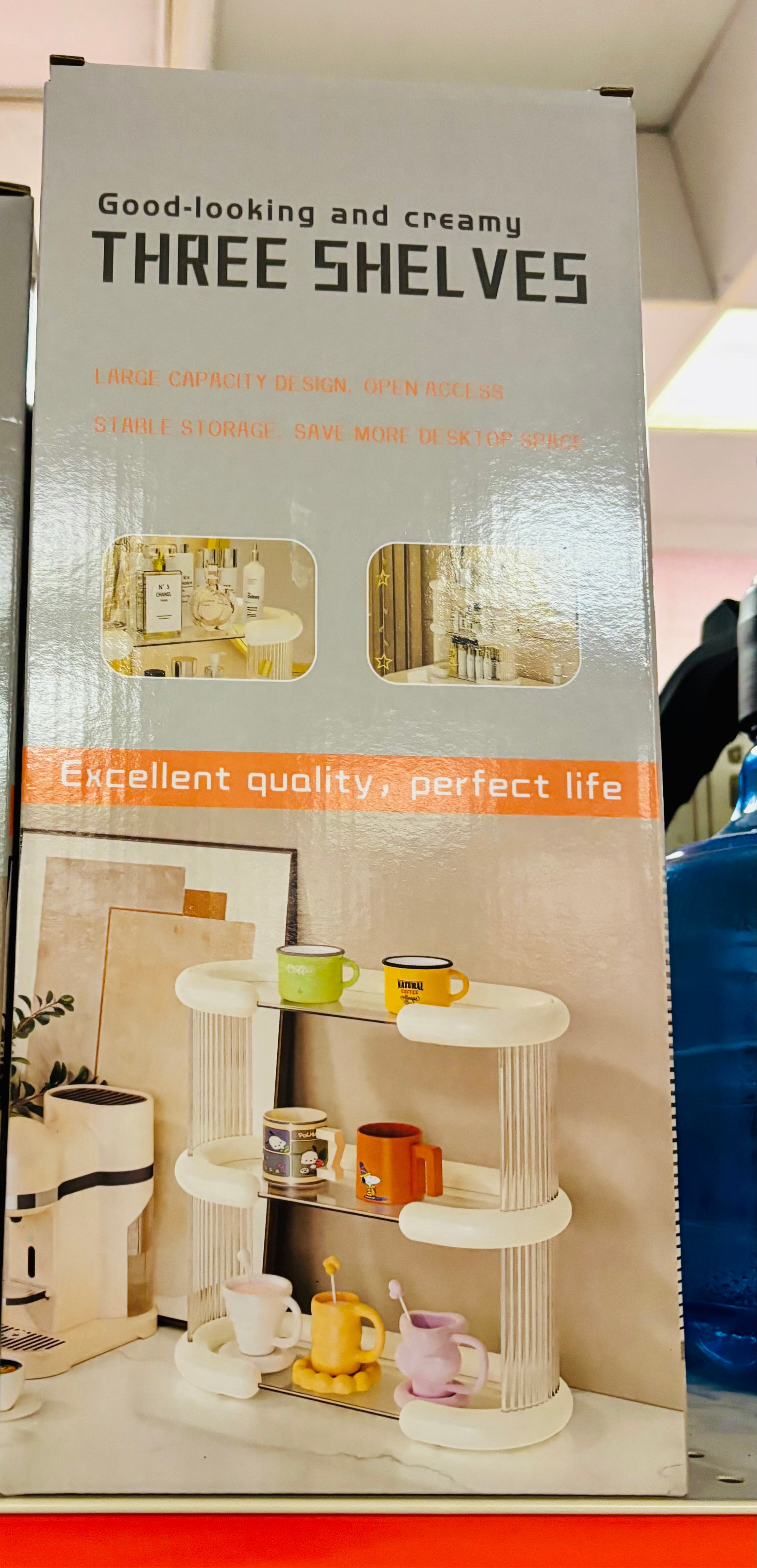 3-Tier Table Organizer Shelf – Aesthetic Storage Rack for Desk & Kitchen