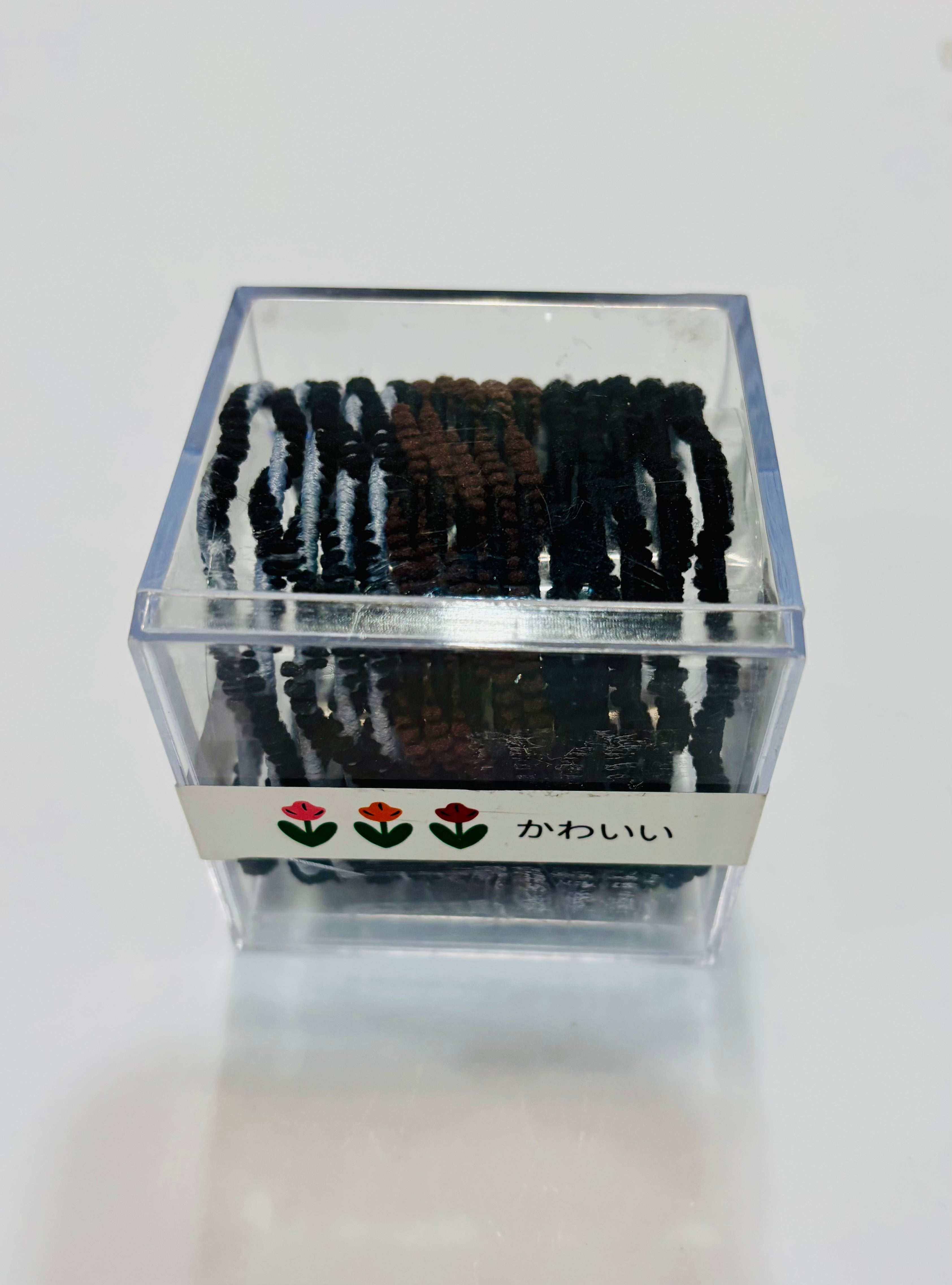 Thin Elastic Hair Ties Set – Soft Black & Brown Hair Bands in Storage Box