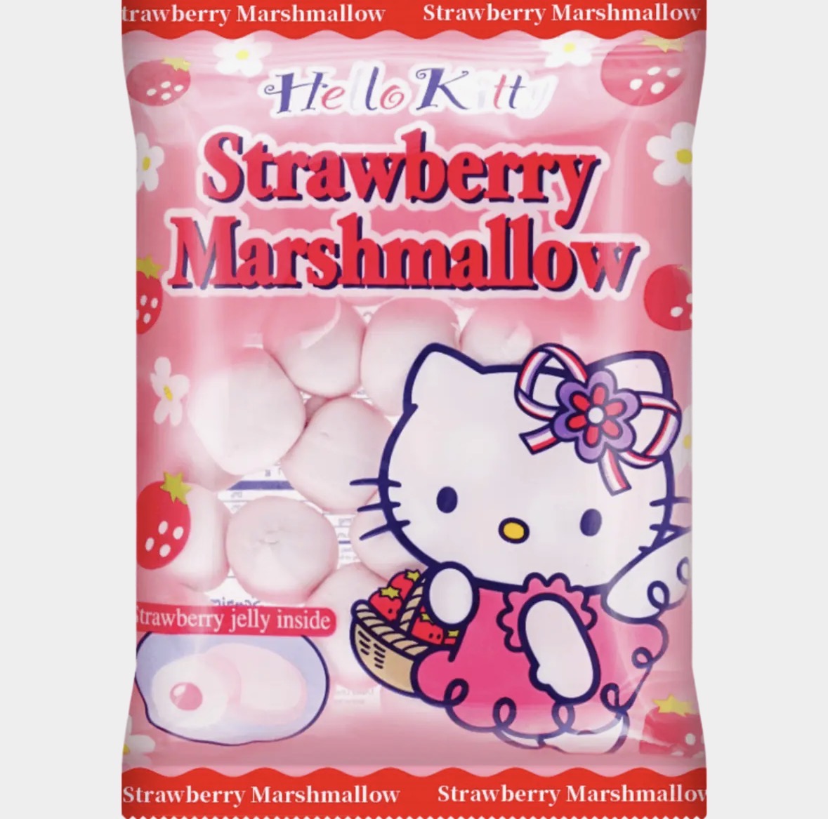 Hello Kitty Strawberry Marshmallow Candy with Strawberry Jelly Filling