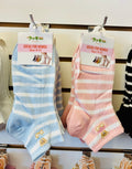 Cute Striped Ankle Socks for Women – Soft Casual Everyday Socks (Size 9–11)