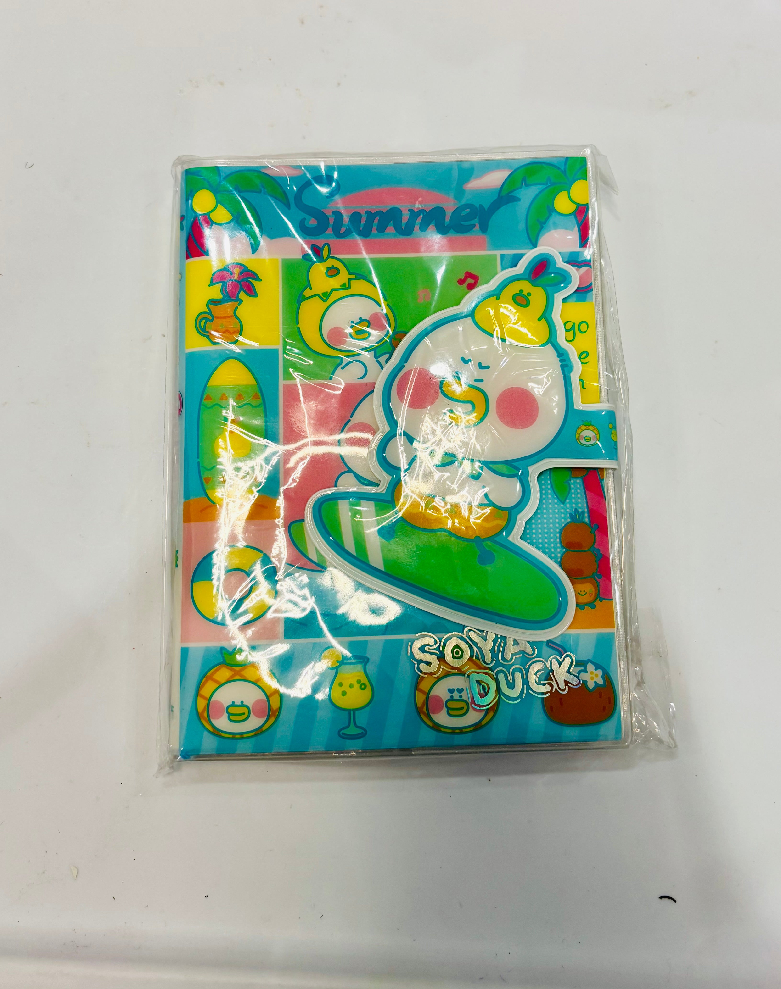 Cute Summer Duck Locking Notebook – Kawaii Cartoon Diary with Strap Closure