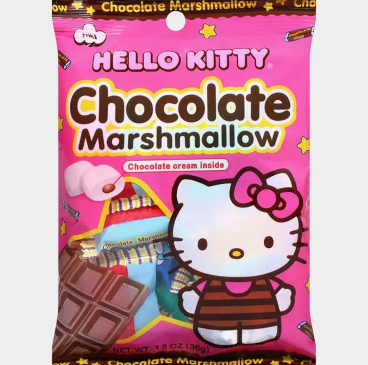 Hello Kitty Chocolate Marshmallow Candy with Chocolate Cream Filling