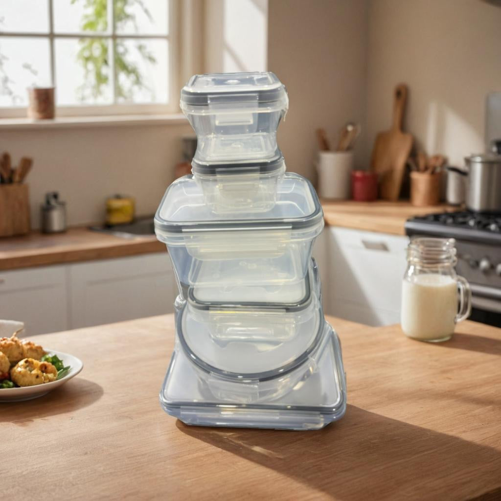 Stackable Airtight Food Storage Containers Set – Clear, Leakproof – $3.49/Set