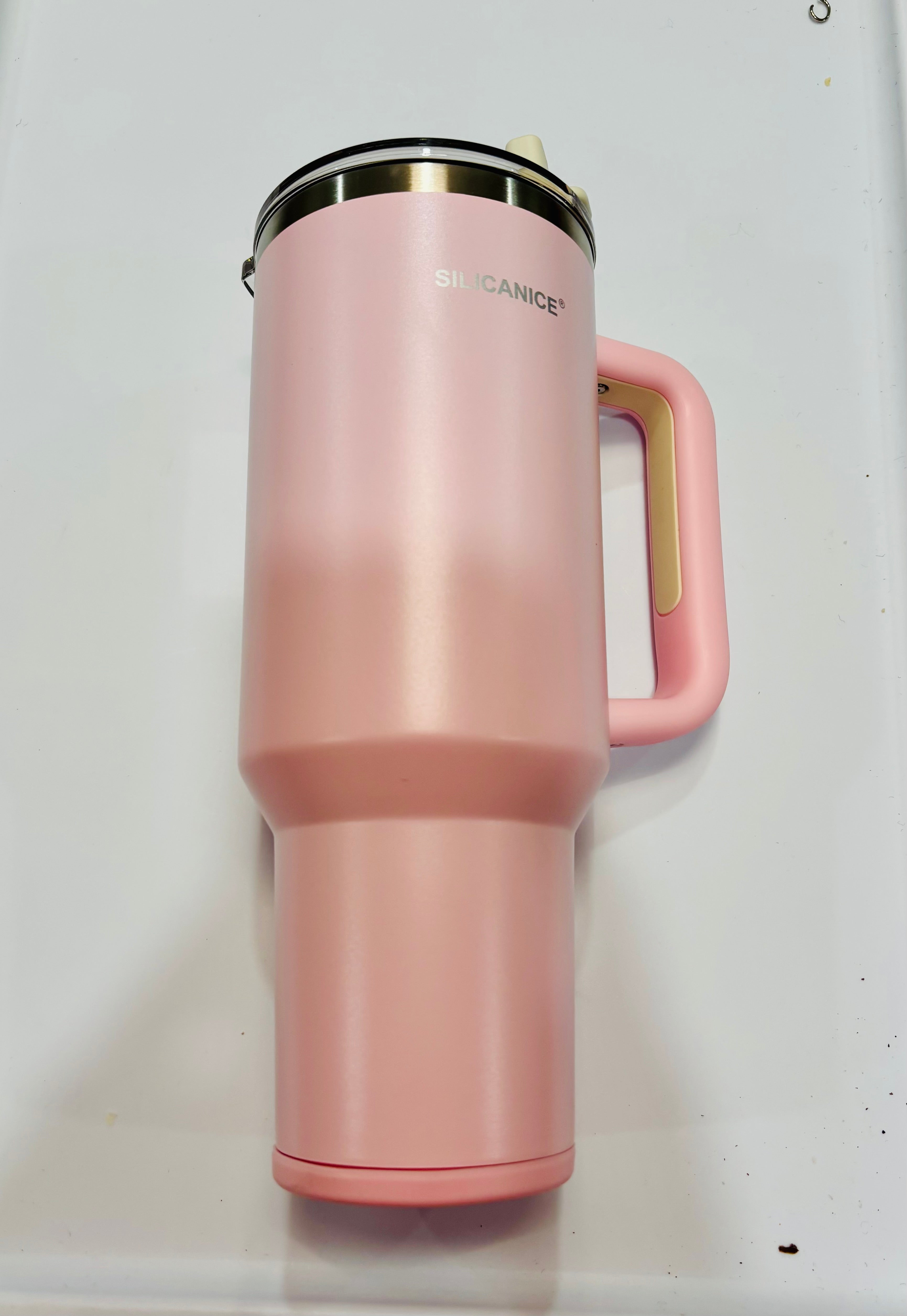 Silicanice Large Insulated Tumbler with Handle – Stainless Steel Travel Mug