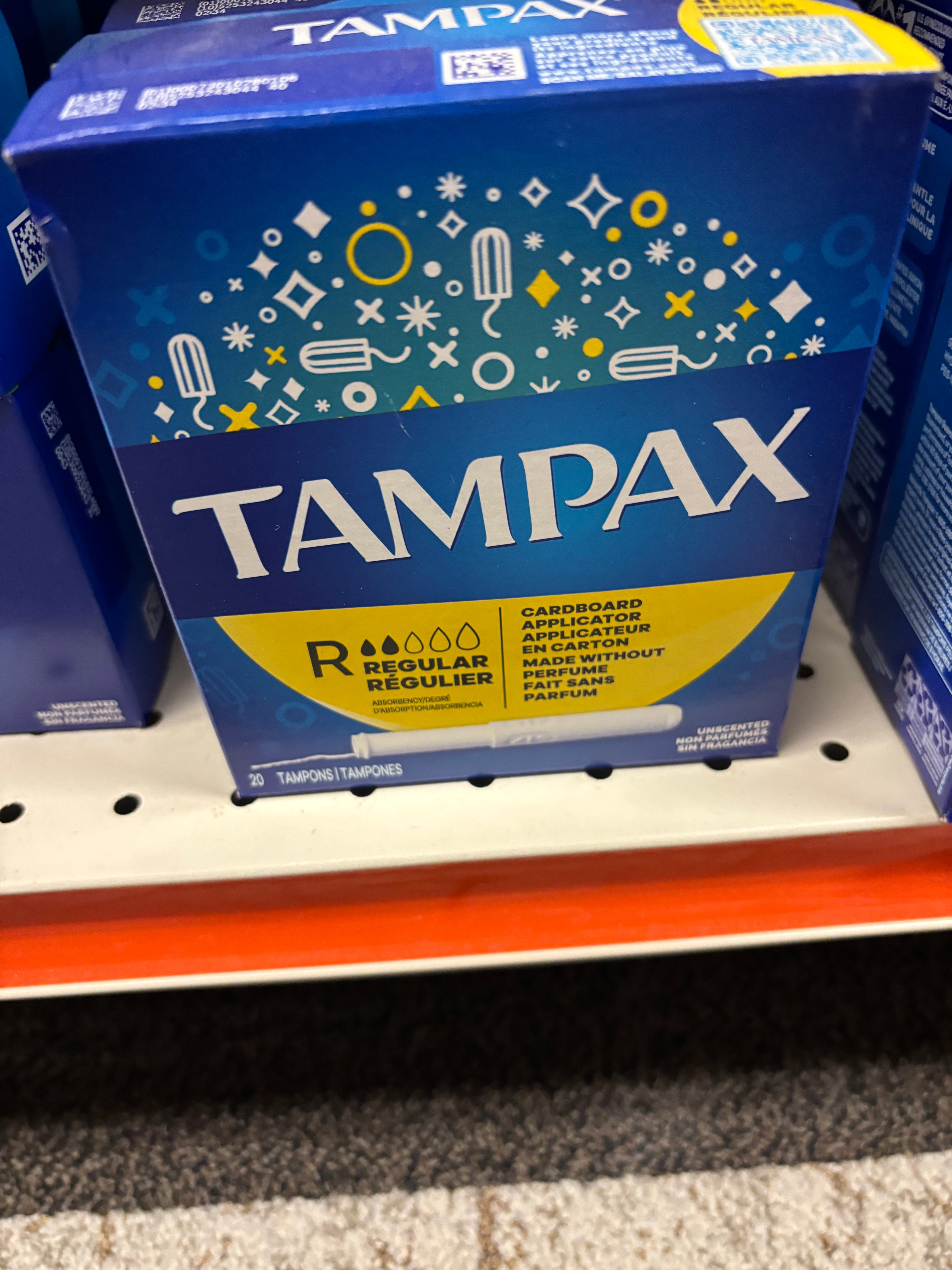 Tampax Regular Absorbency Tampons 20 Count – Unscented with Cardboard Applicator