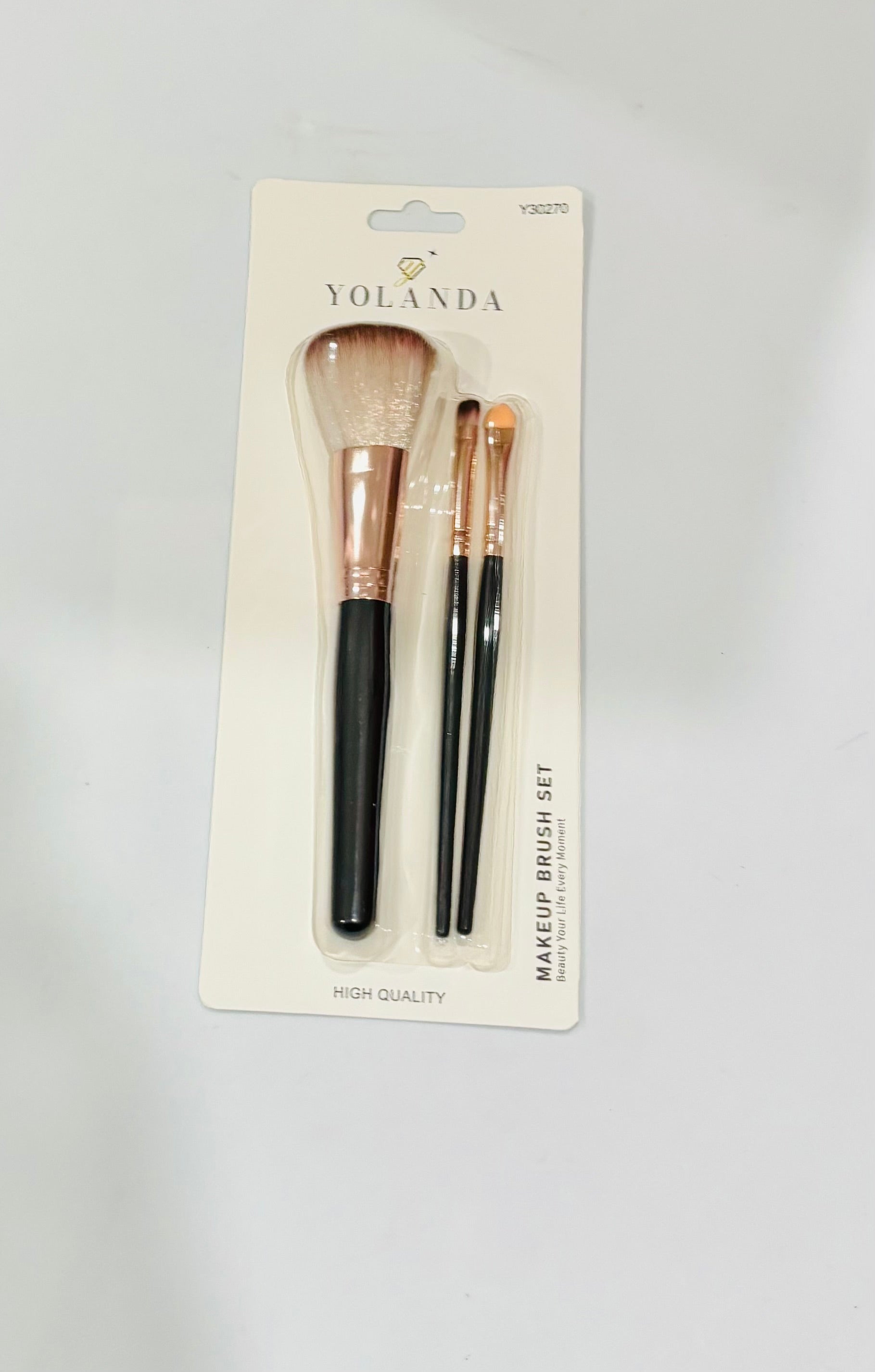Makeup Brush Set – 3pcs Face & Eye Brushes for Foundation, Powder & Eyeshadow