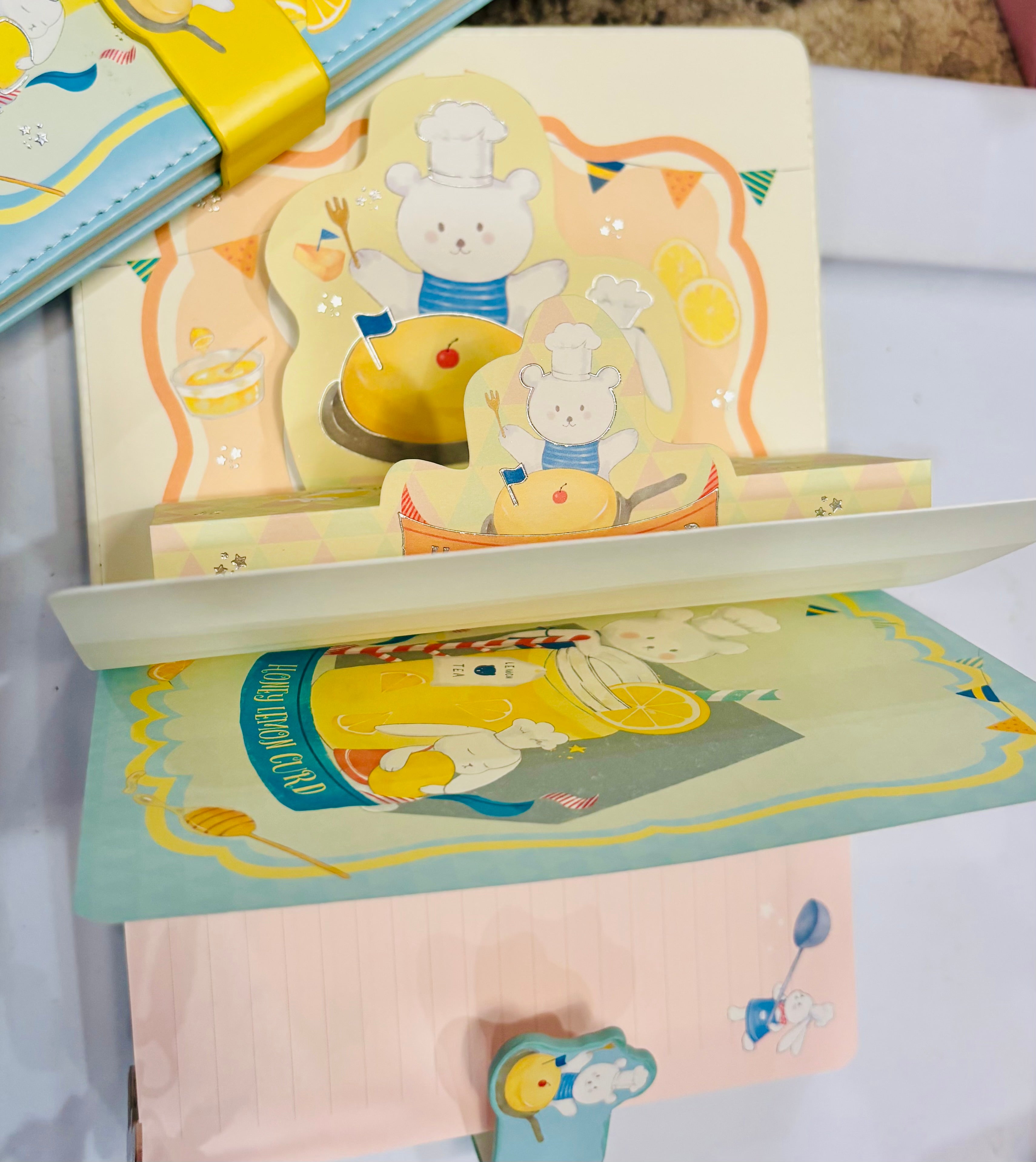 Cute Bear Locking Diary Notebook – Honey Lemon Curd Kawaii Journal with Magnetic Closure
