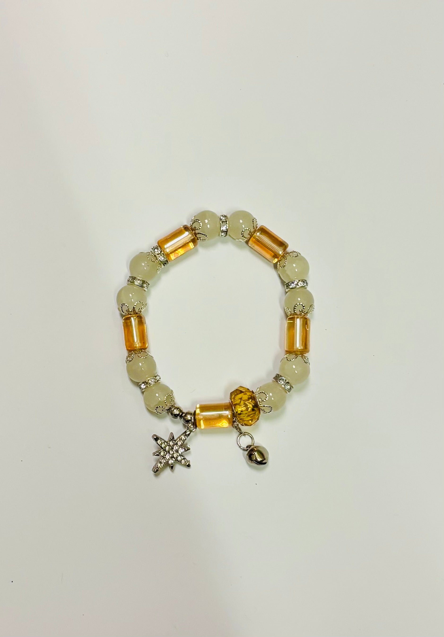 Crystal Beaded Bracelet with Star Charm – Elastic Fashion Bracelet for Women