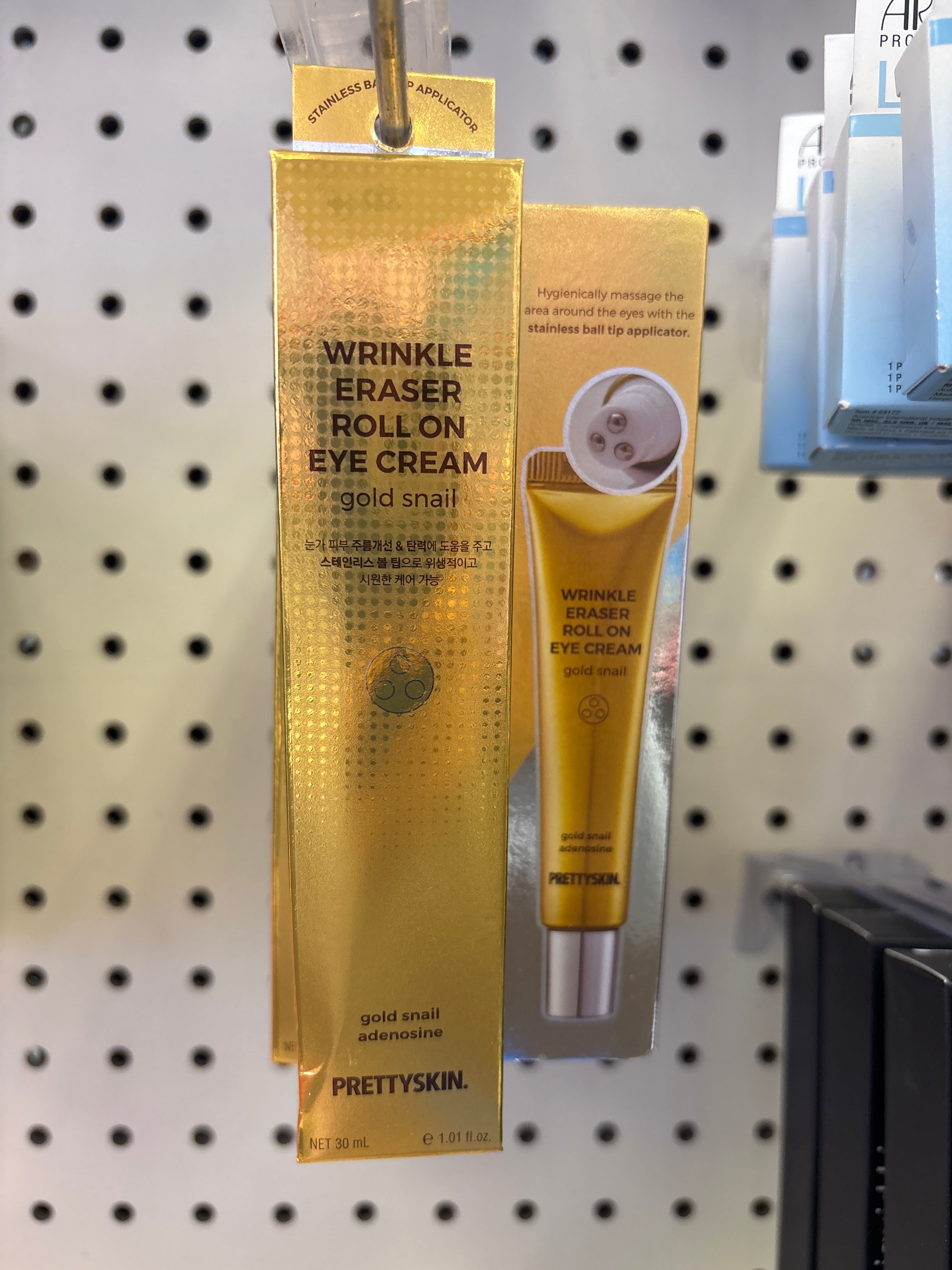 PRETTYSKIN Gold Snail Wrinkle Eraser Roll-On Eye Cream – Anti-Aging Eye Serum with Massage Applicator (30ml)
