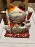 9” Ceramic Lucky Cat – Maneki Neko Fortune Decoration