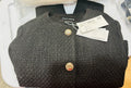 Women’s Black Tweed Cropped Jacket – Button Front Casual Fall Winter Coat