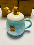 Cute Bear Ceramic Mug with Lid – Cartoon Coffee Cup Gift
