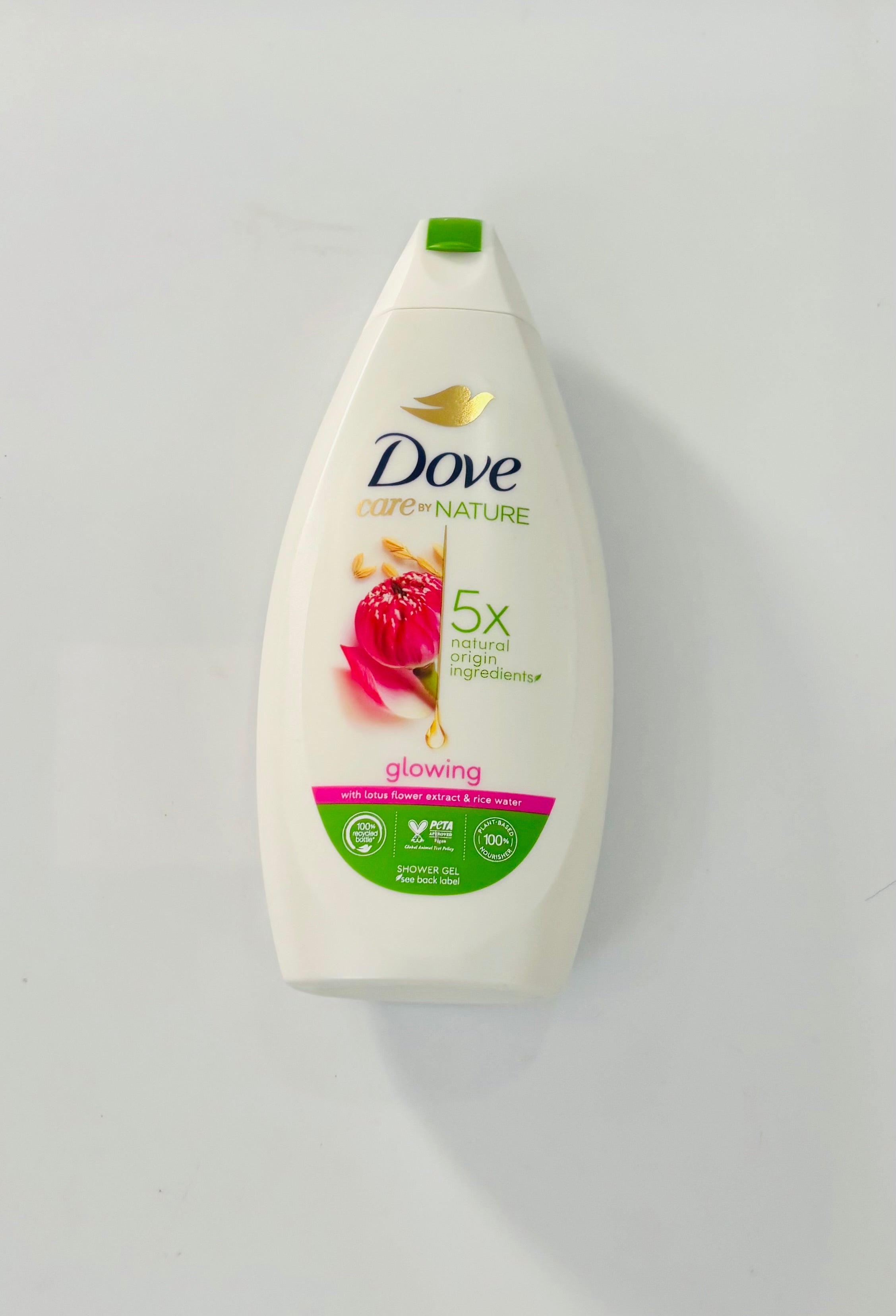 Dove Care by Nature Glowing Shower Gel 400ml – Lotus Flower & Rice Water Body Wash, Natural Origin Ingredients