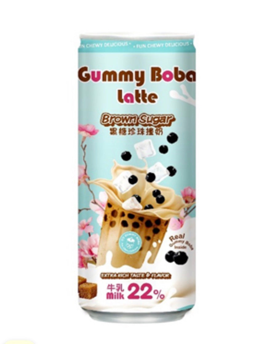 Gummy boba latte brown sugar drink
