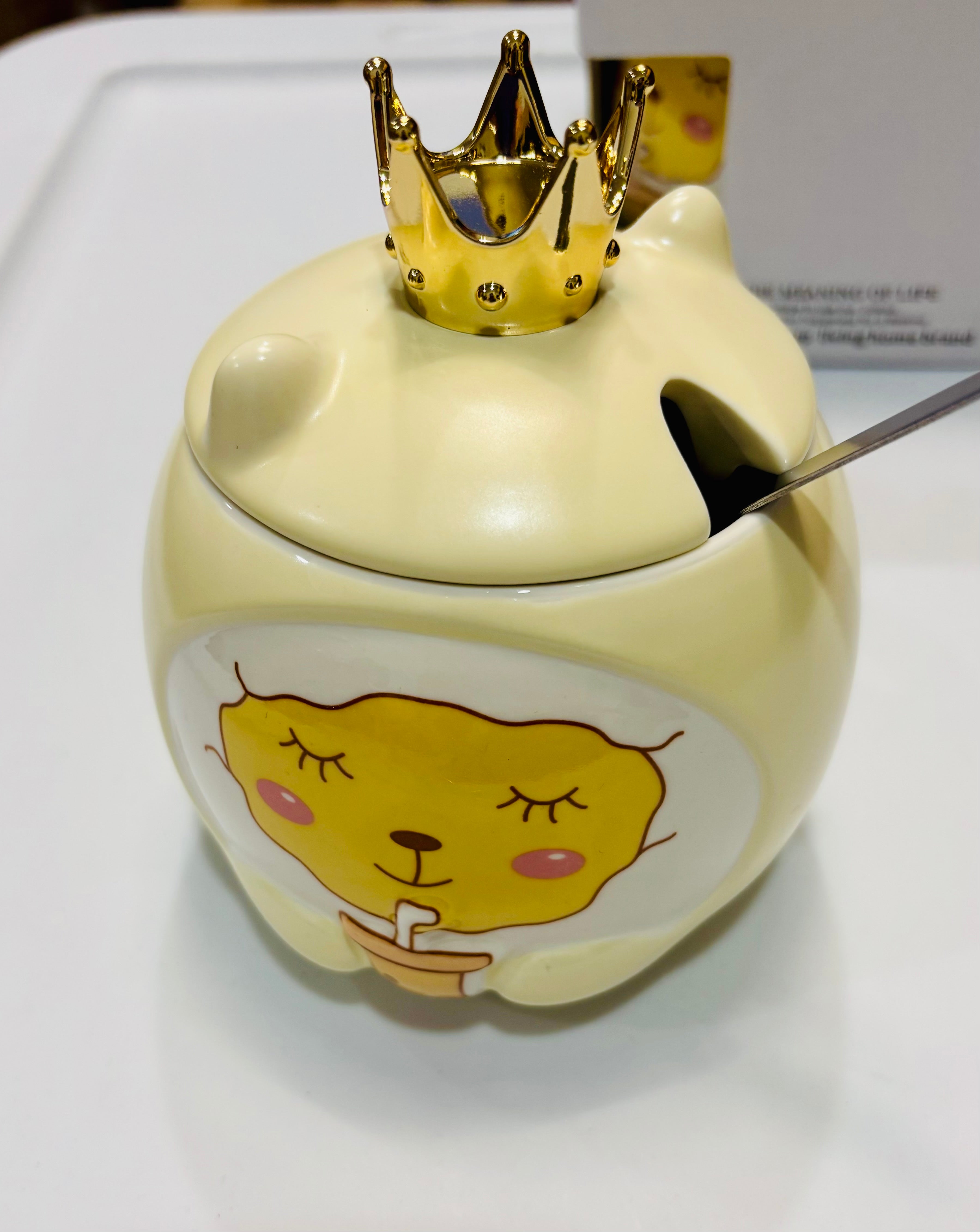 Cute Ceramic Mugwith Lid and Spoon – Cartoon Storage