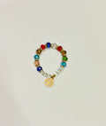 Colorful Beaded Bracelet with Tree Charm – Elastic Crystal Bracelet for Women