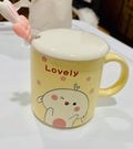 Cute Ceramic Mug with Lid and Spoon – Lovely Rabbit Design Coffee Cup