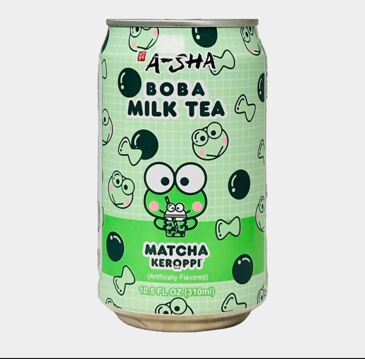 A-Sha Keroppi Matcha Boba Milk Tea Drink 310ml