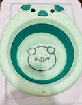Foldable Silicone Wash Basin – Cute Pig Portable Collapsible Wash Bowl